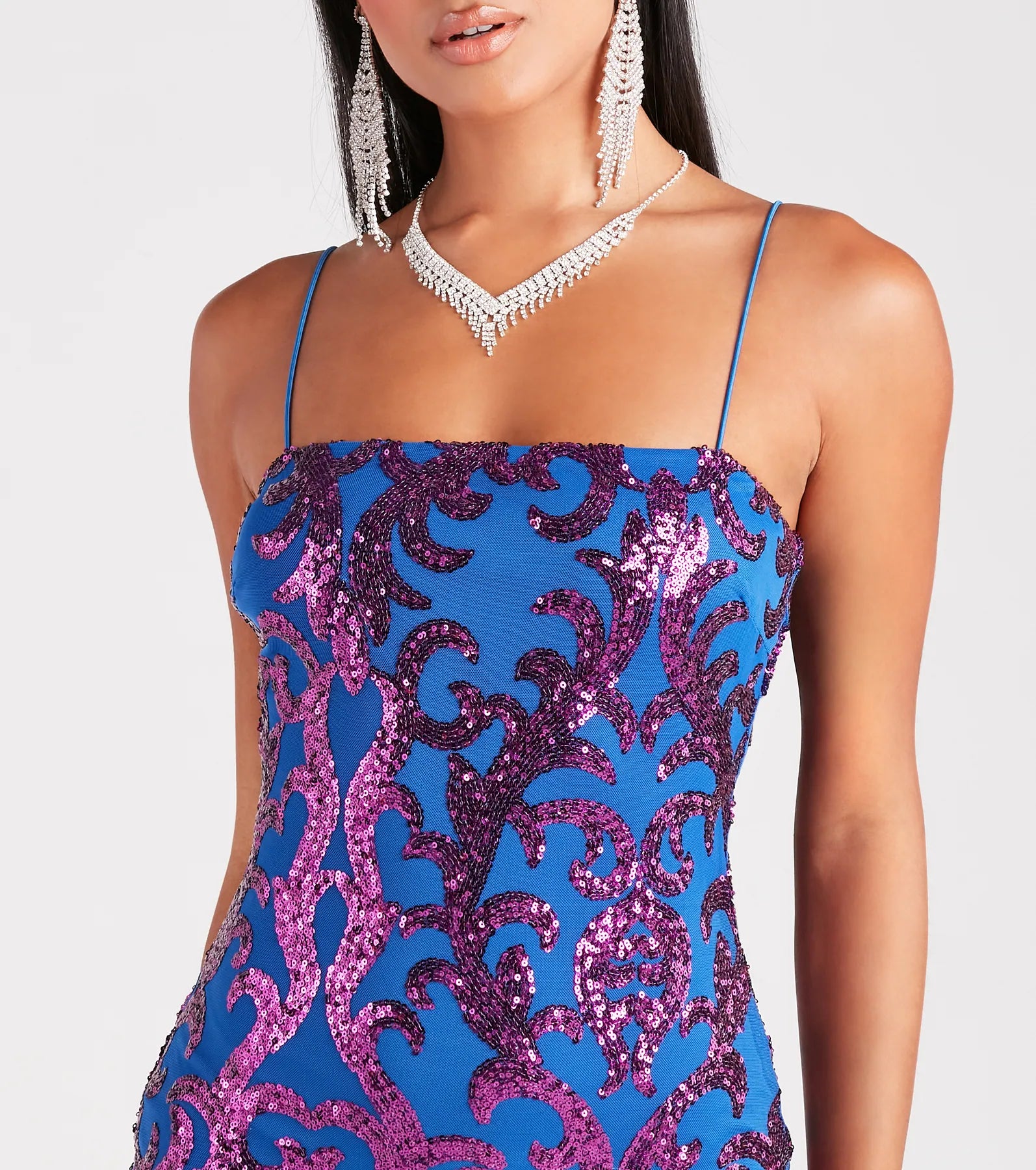 Live It Up Sequin Mini Dress - ROYAL-2