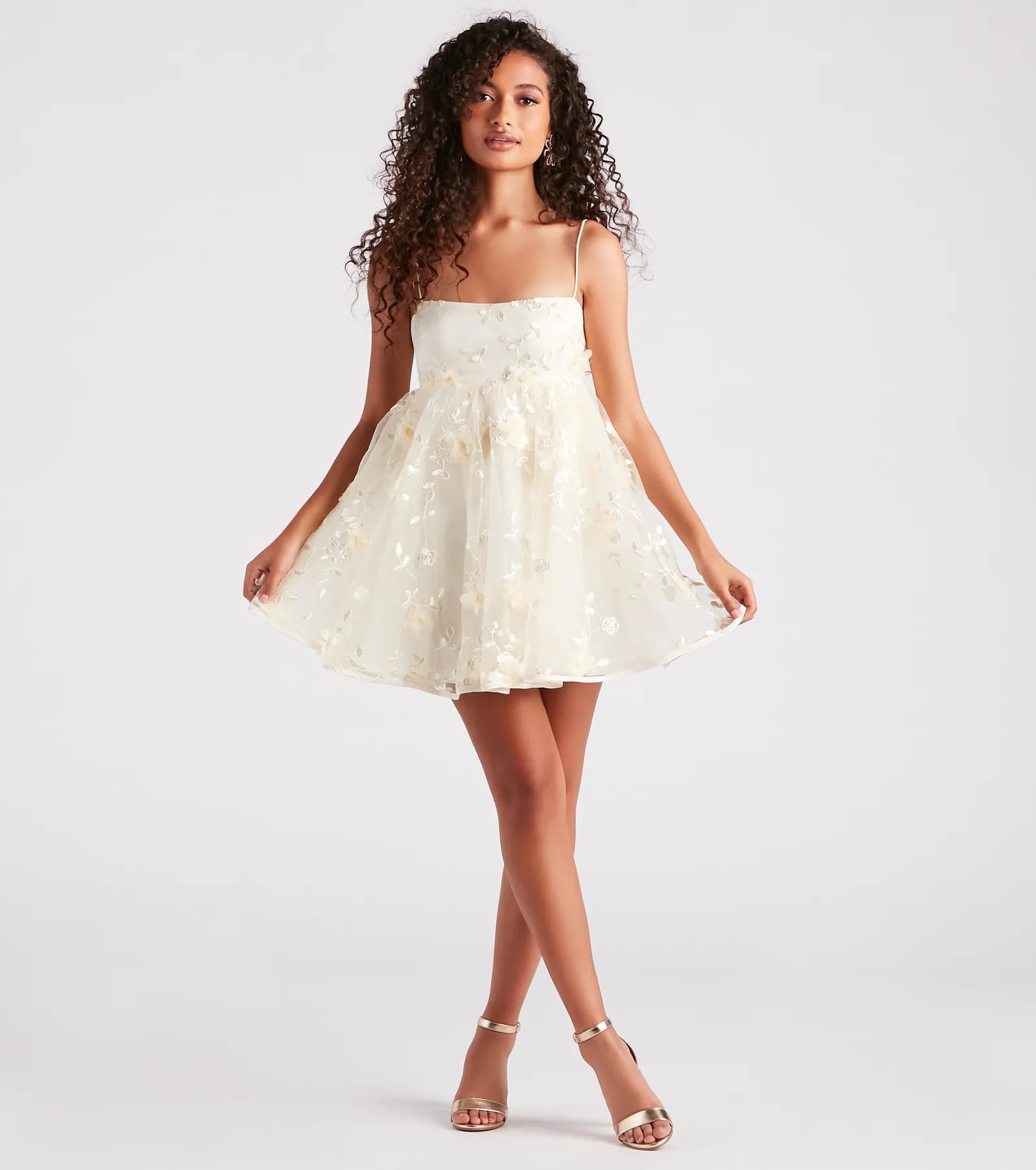 Eden Flower Babydoll Party Dress - IVORY