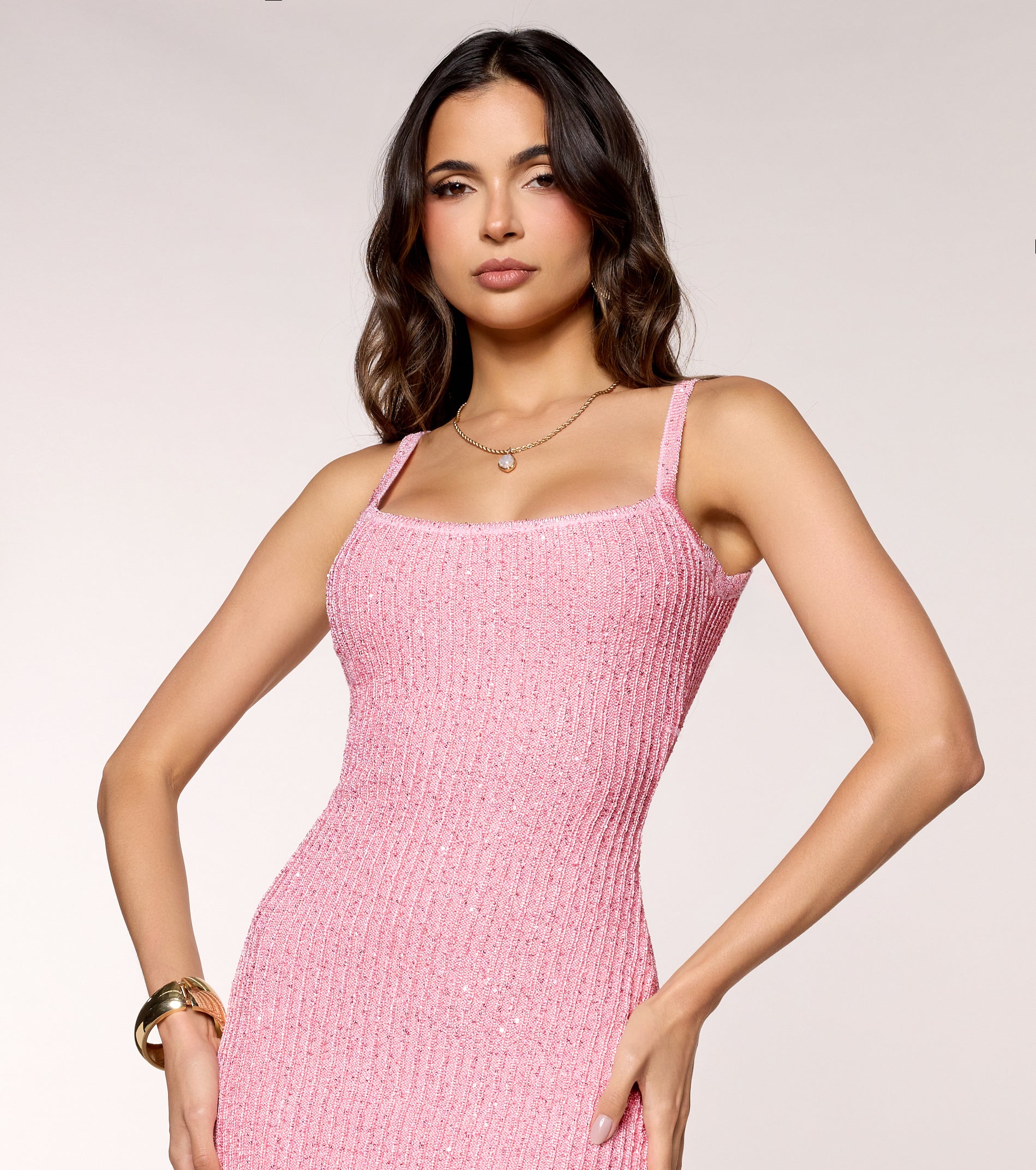 Upscale Sparkle Sequin Low Back Maxi Dress - PINK