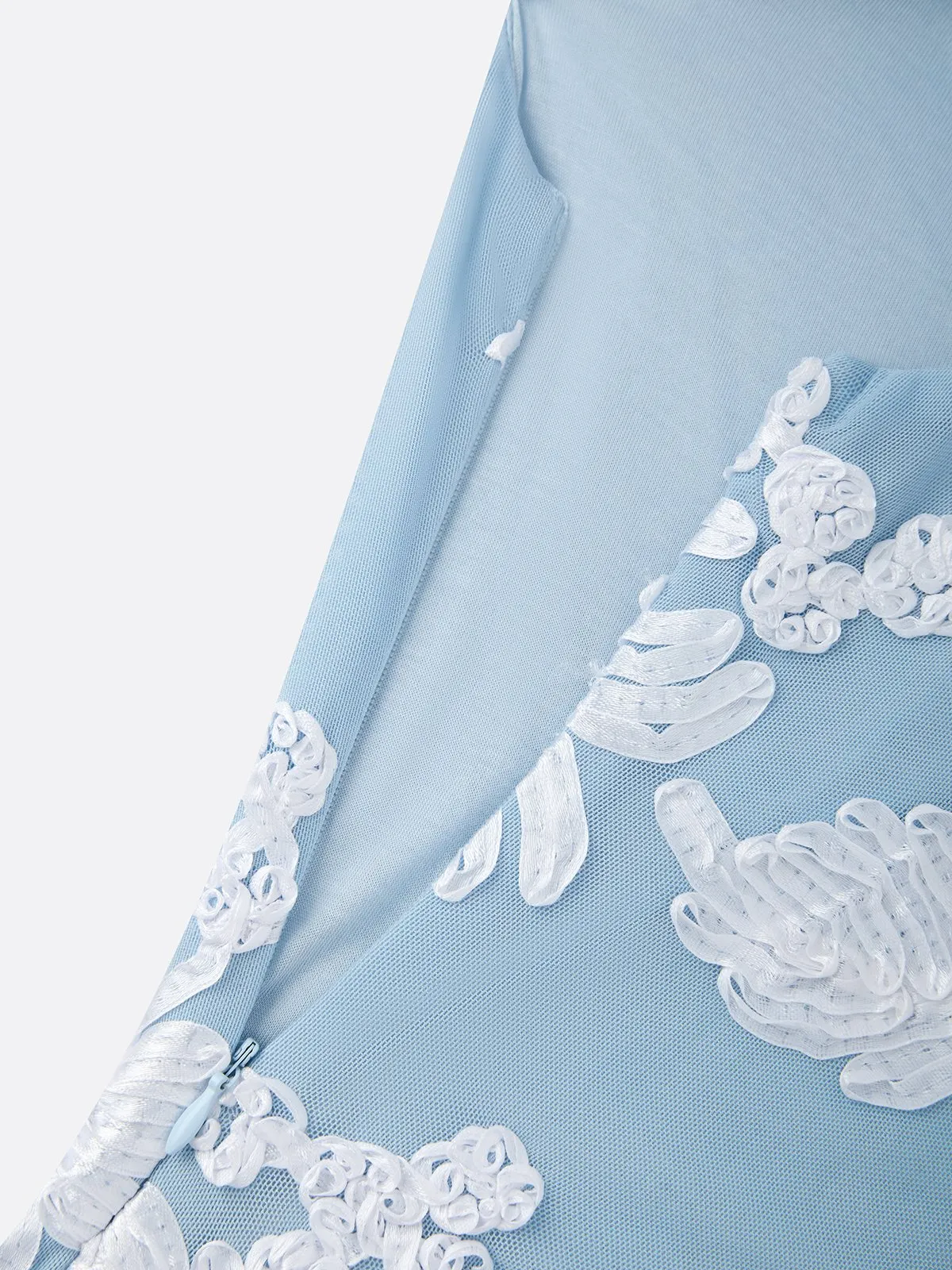 Light Blue One-Shoulder Cape Maxi Dress - Jacquard Mother of the Bride Gown