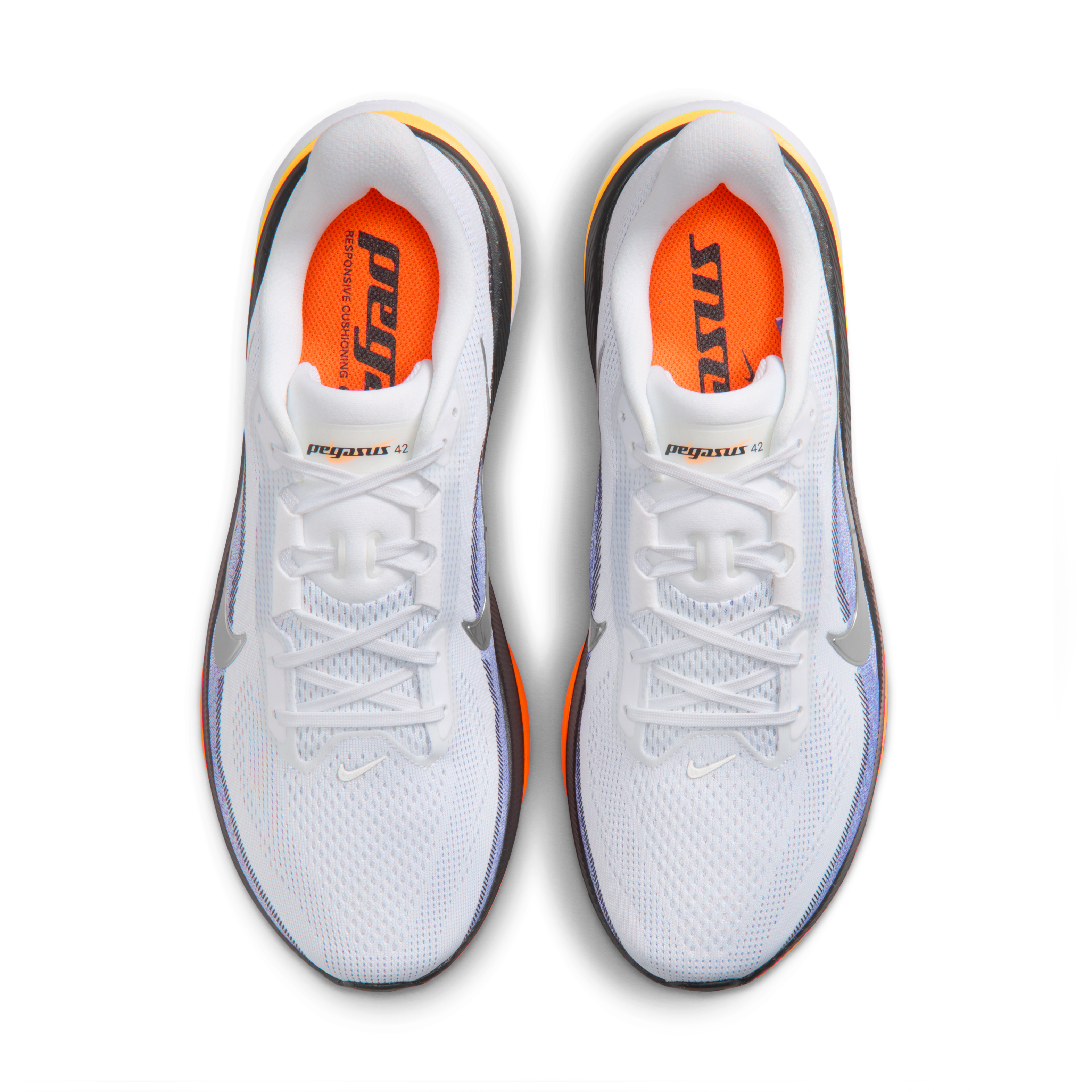 Nike Pegasus 42 Men's Road Running Shoes (Wide) — White/Lapis/Total Orange/Metallic Silver — Wide