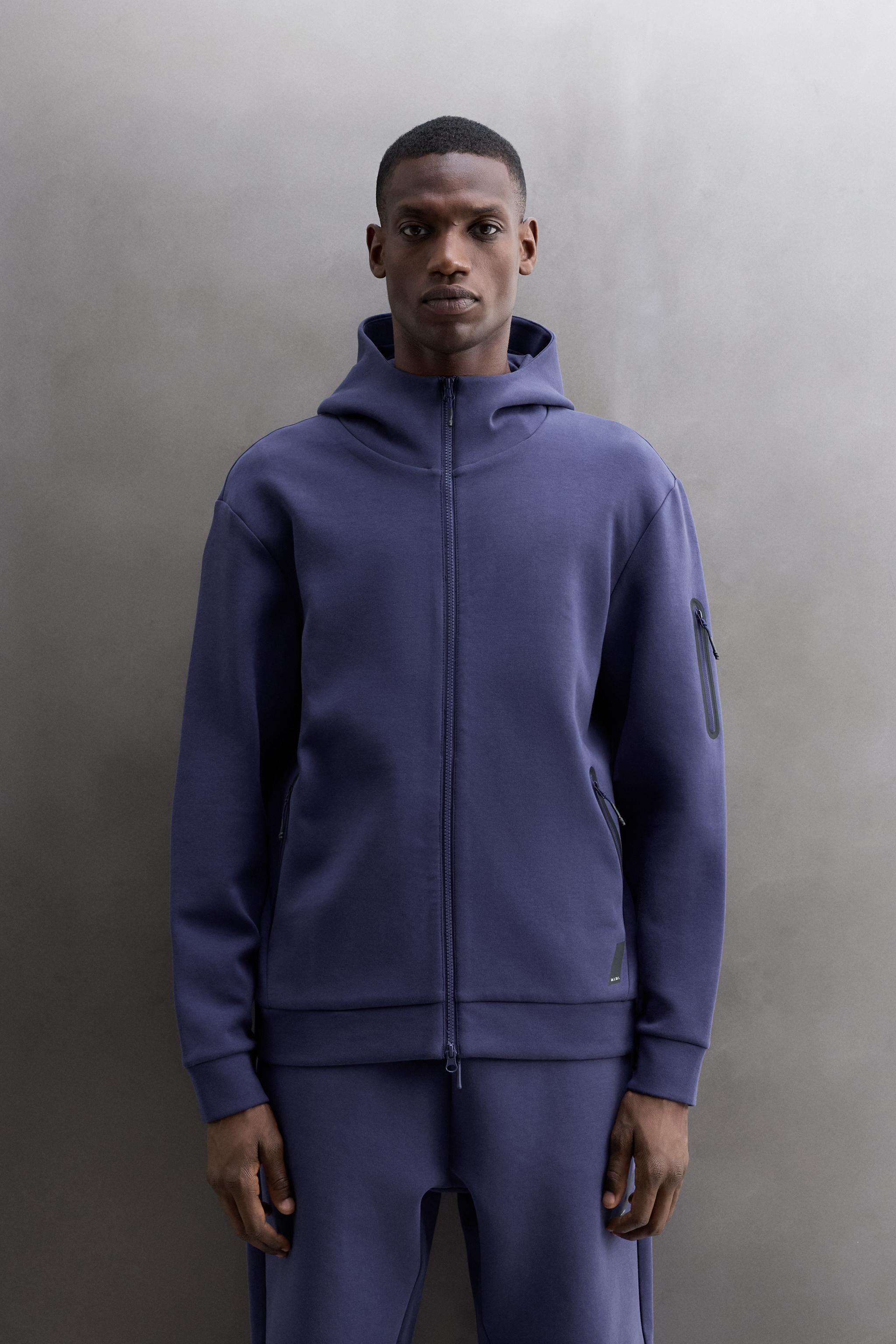 TECHNICAL ZIP-UP HOODIE - Cornflower blue