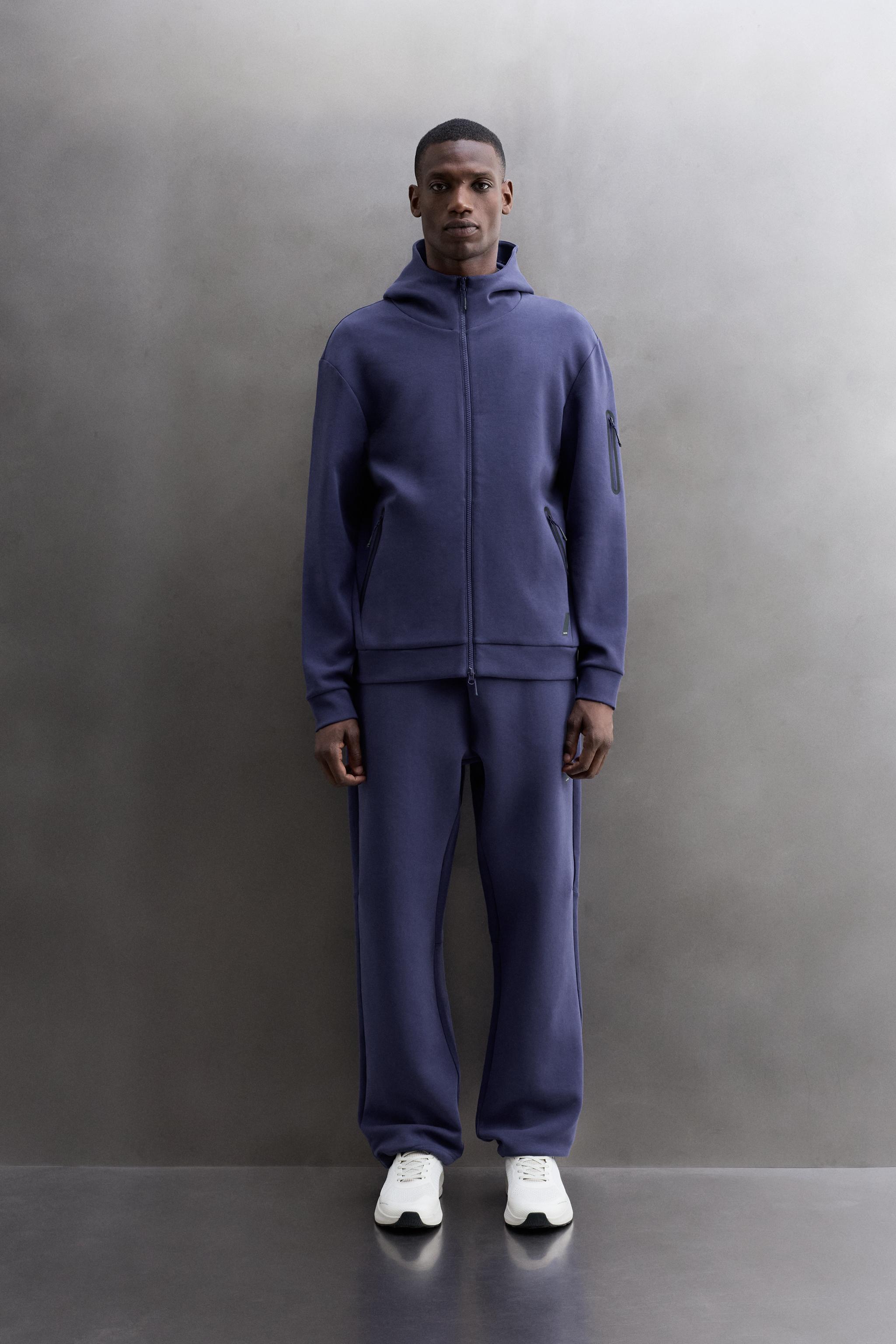 TECHNICAL ZIP-UP HOODIE - Cornflower blue