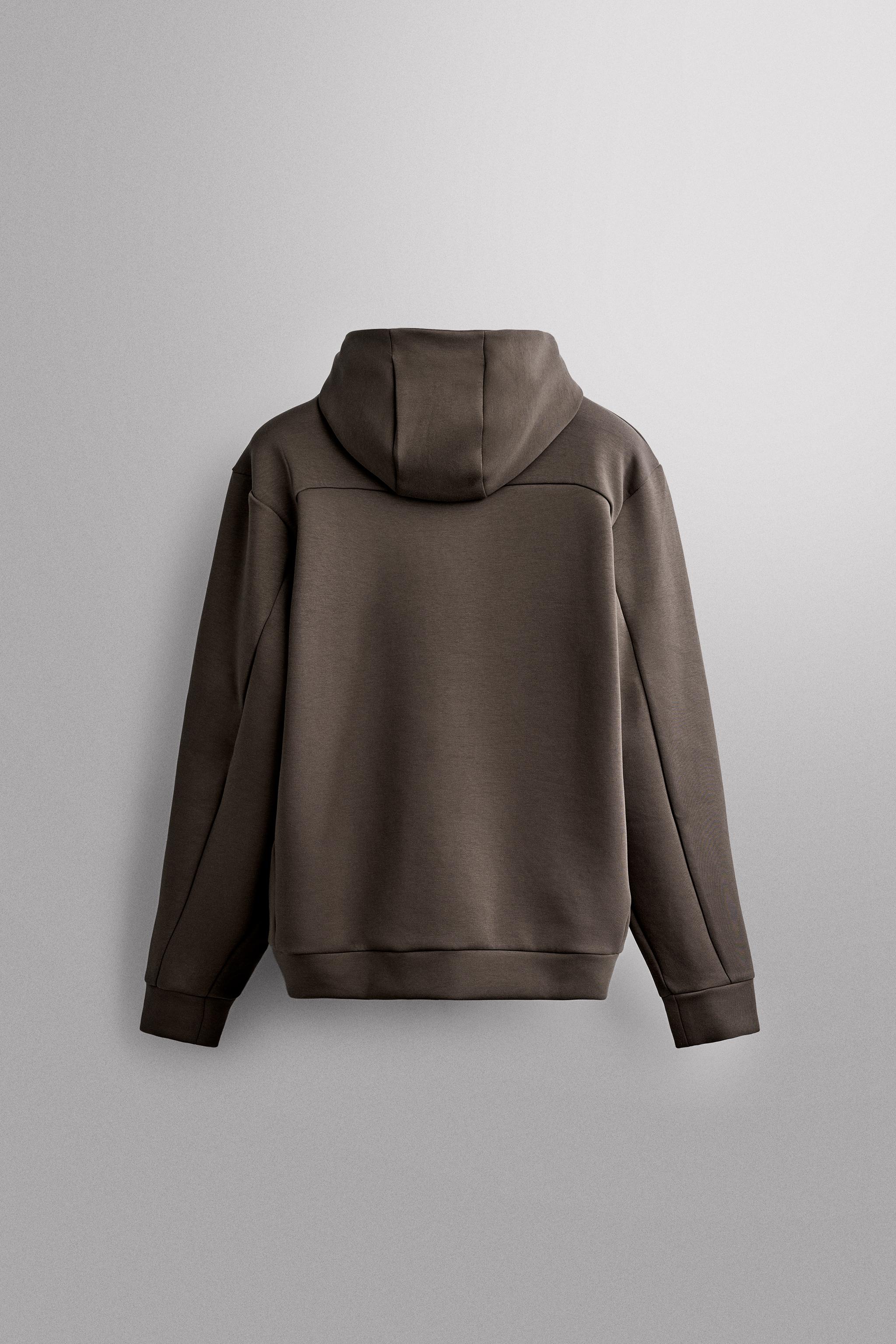 TECHNICAL ZIP-UP HOODIE - Dark brown