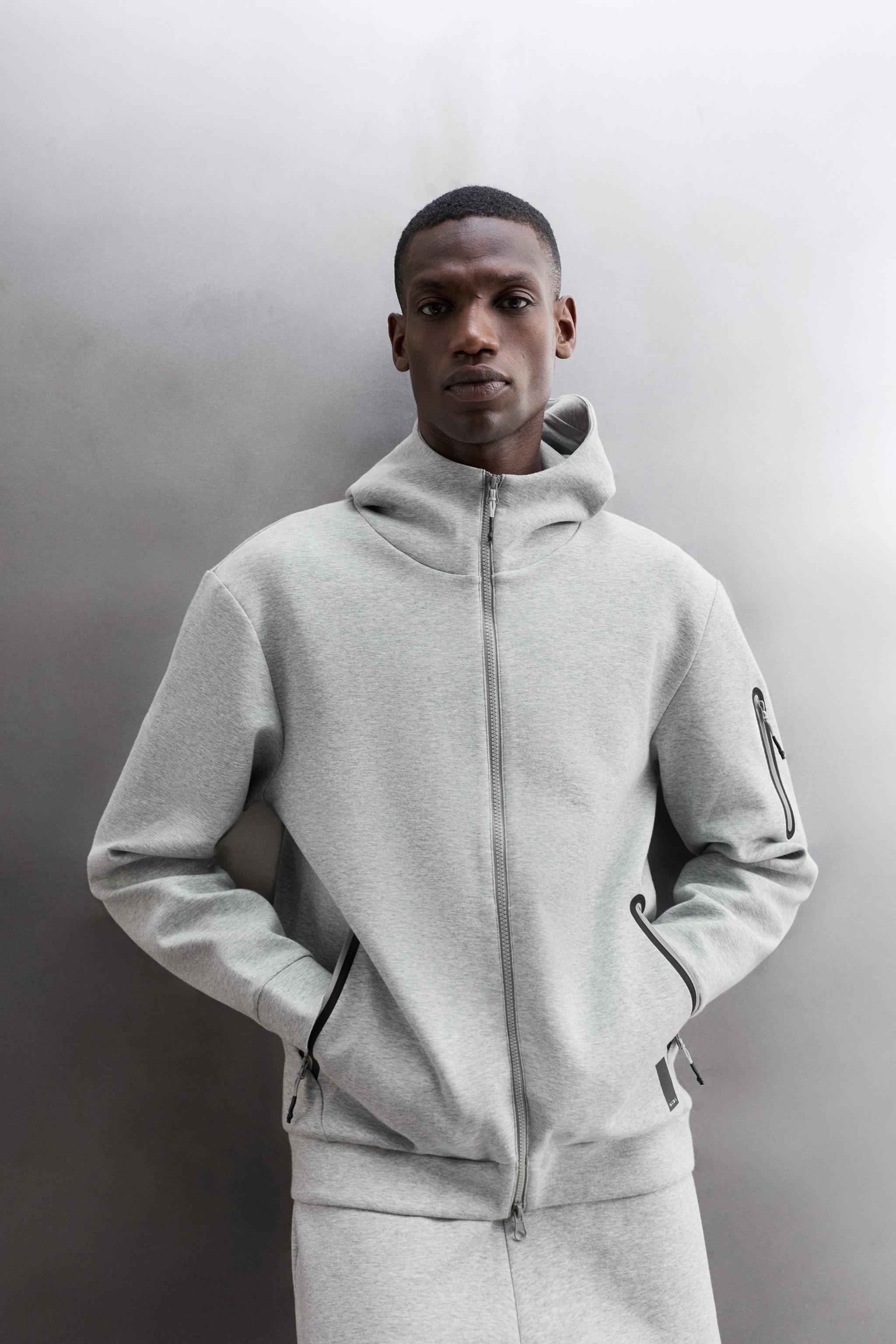 TECHNICAL ZIP-UP HOODIE - Gray marl