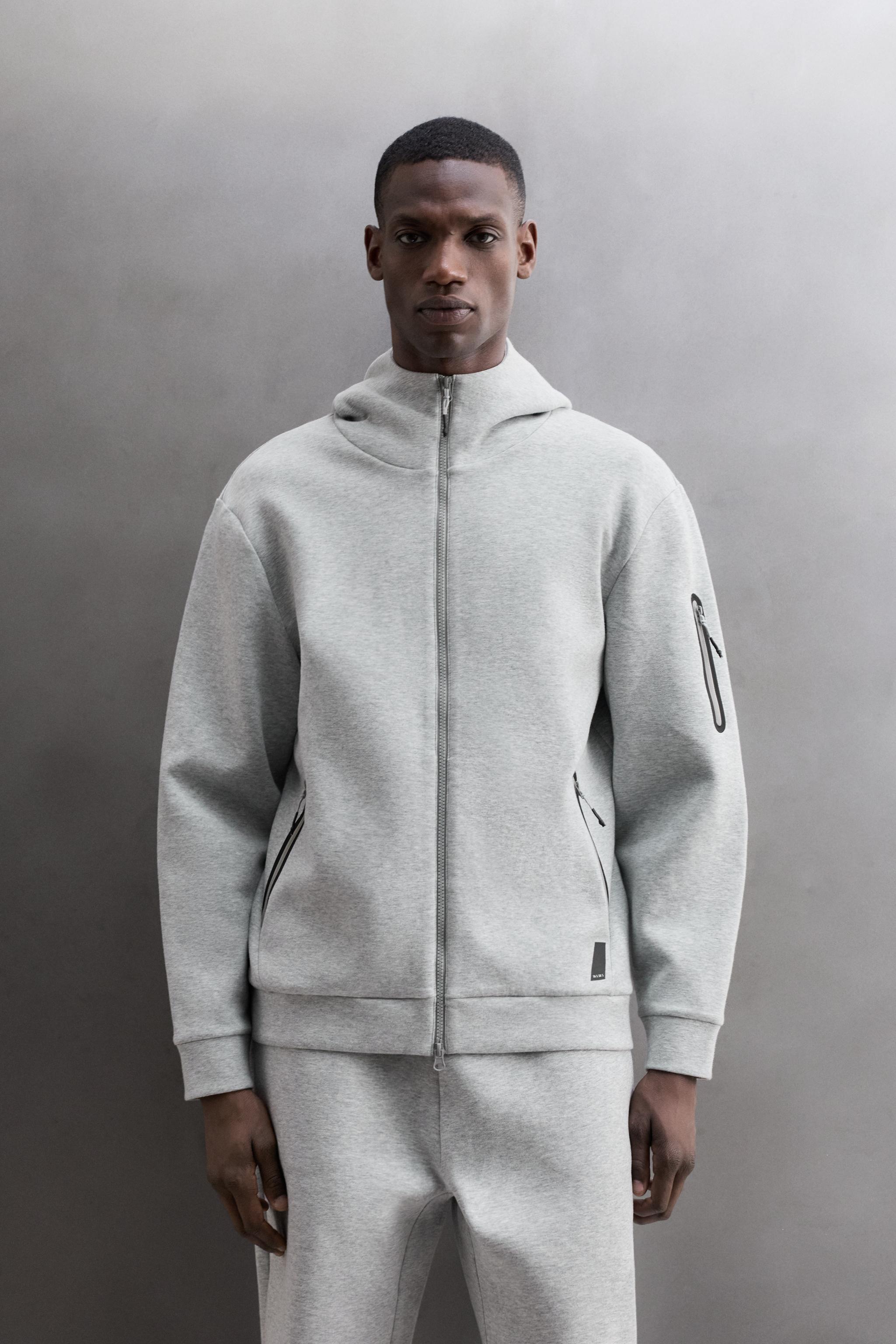 TECHNICAL ZIP-UP HOODIE - Gray marl