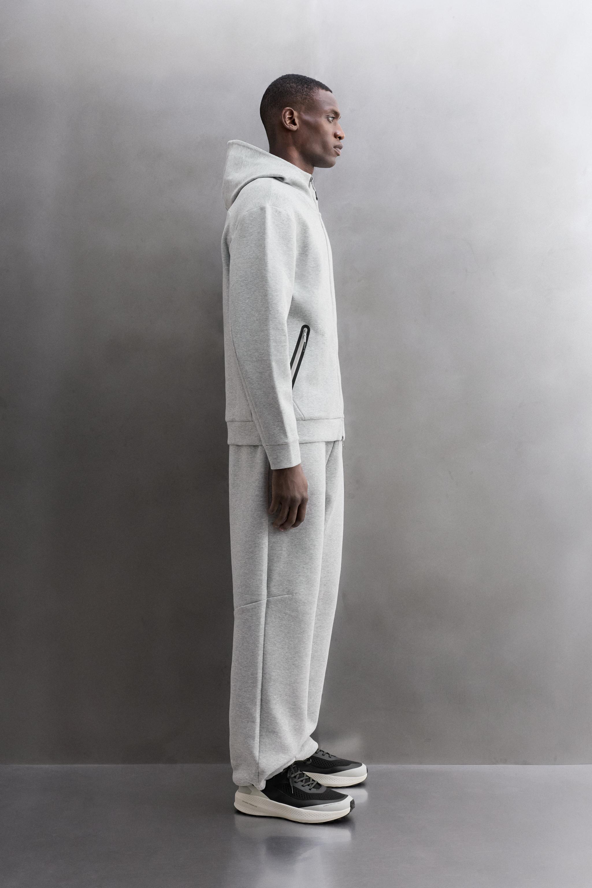 TECHNICAL ZIP-UP HOODIE - Gray marl