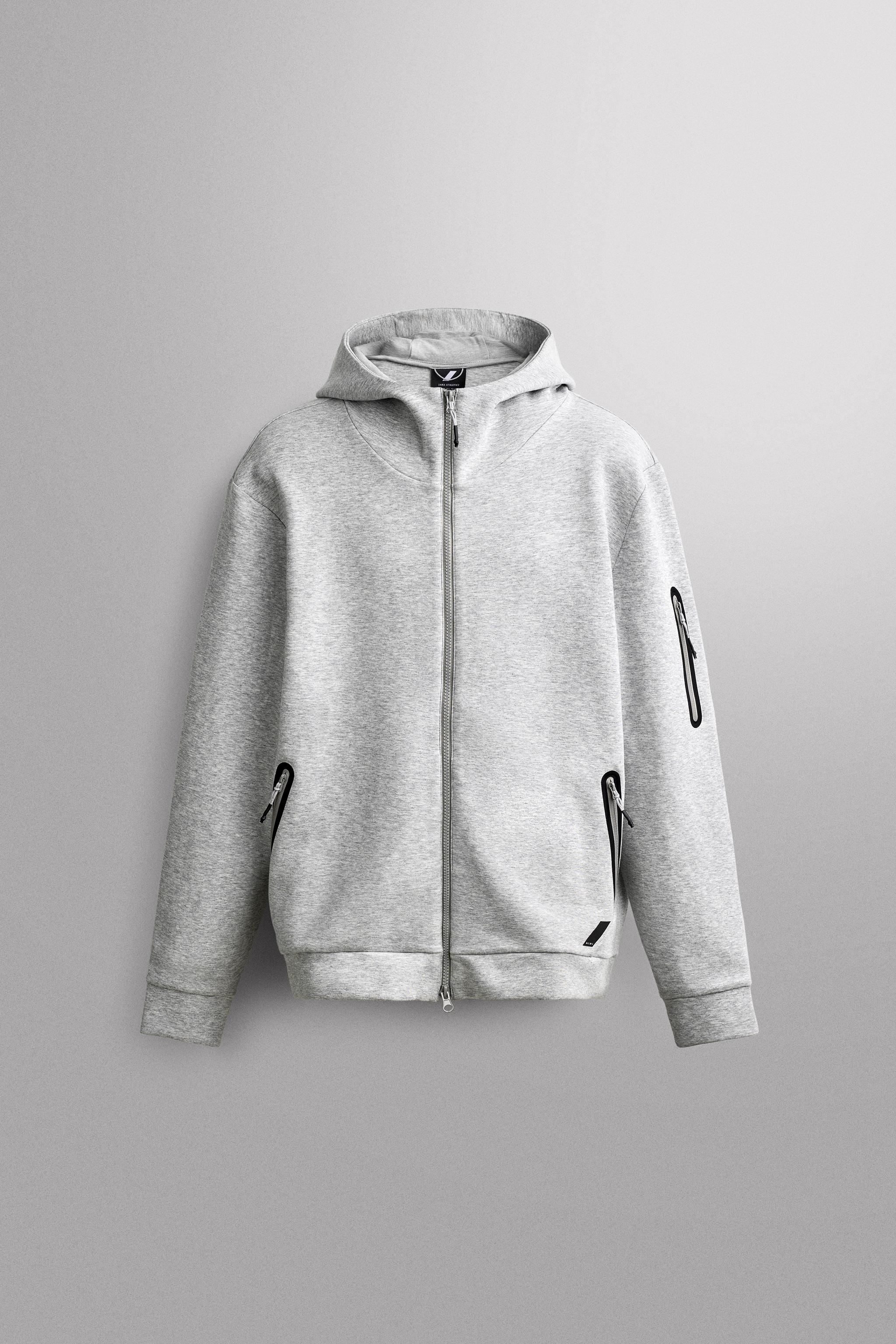 TECHNICAL ZIP-UP HOODIE - Gray marl
