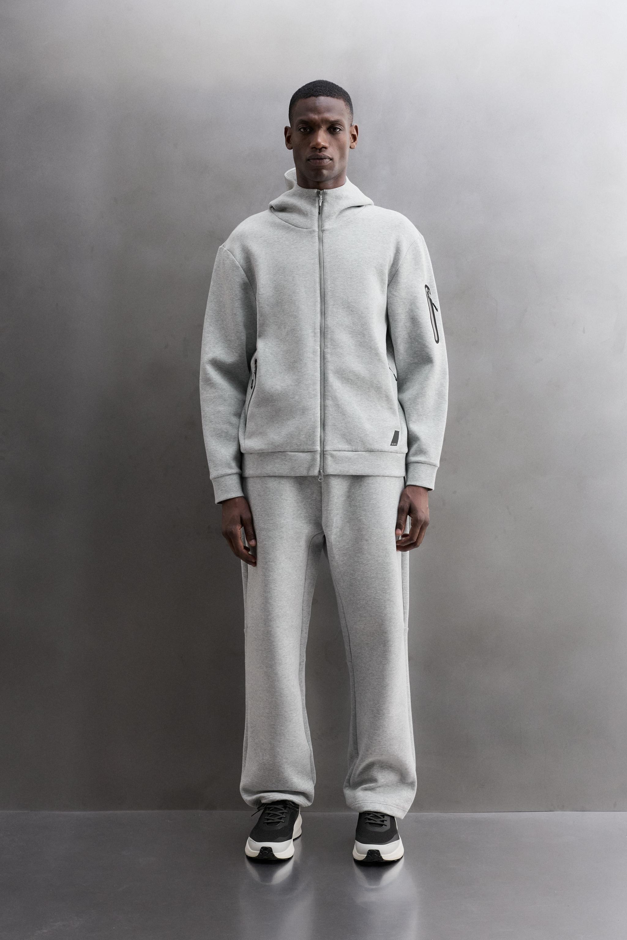 TECHNICAL ZIP-UP HOODIE - Gray marl