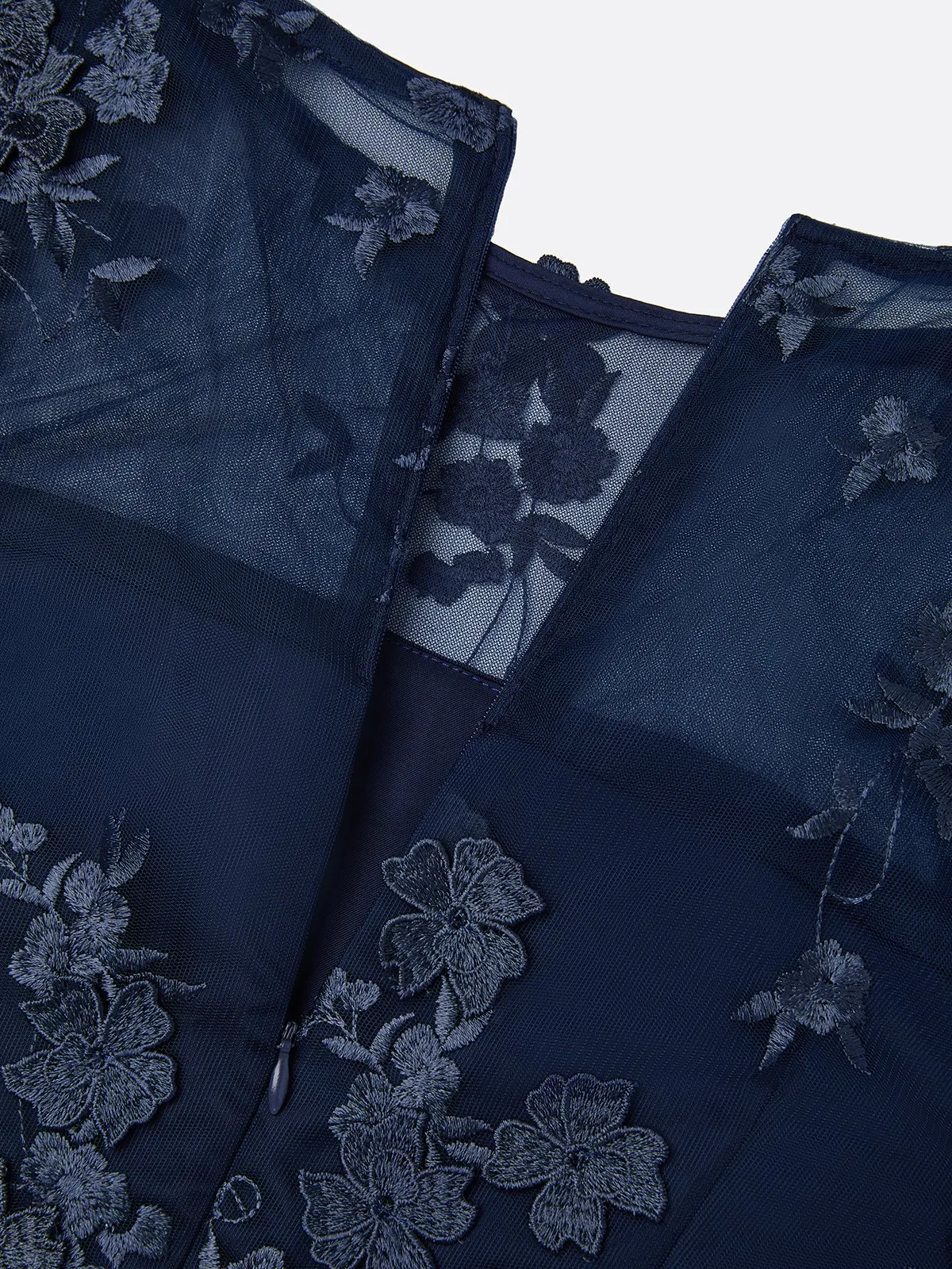 Purplish Blue Lace Applique Crew Neck Sleeveless Sheath Maxi Dress