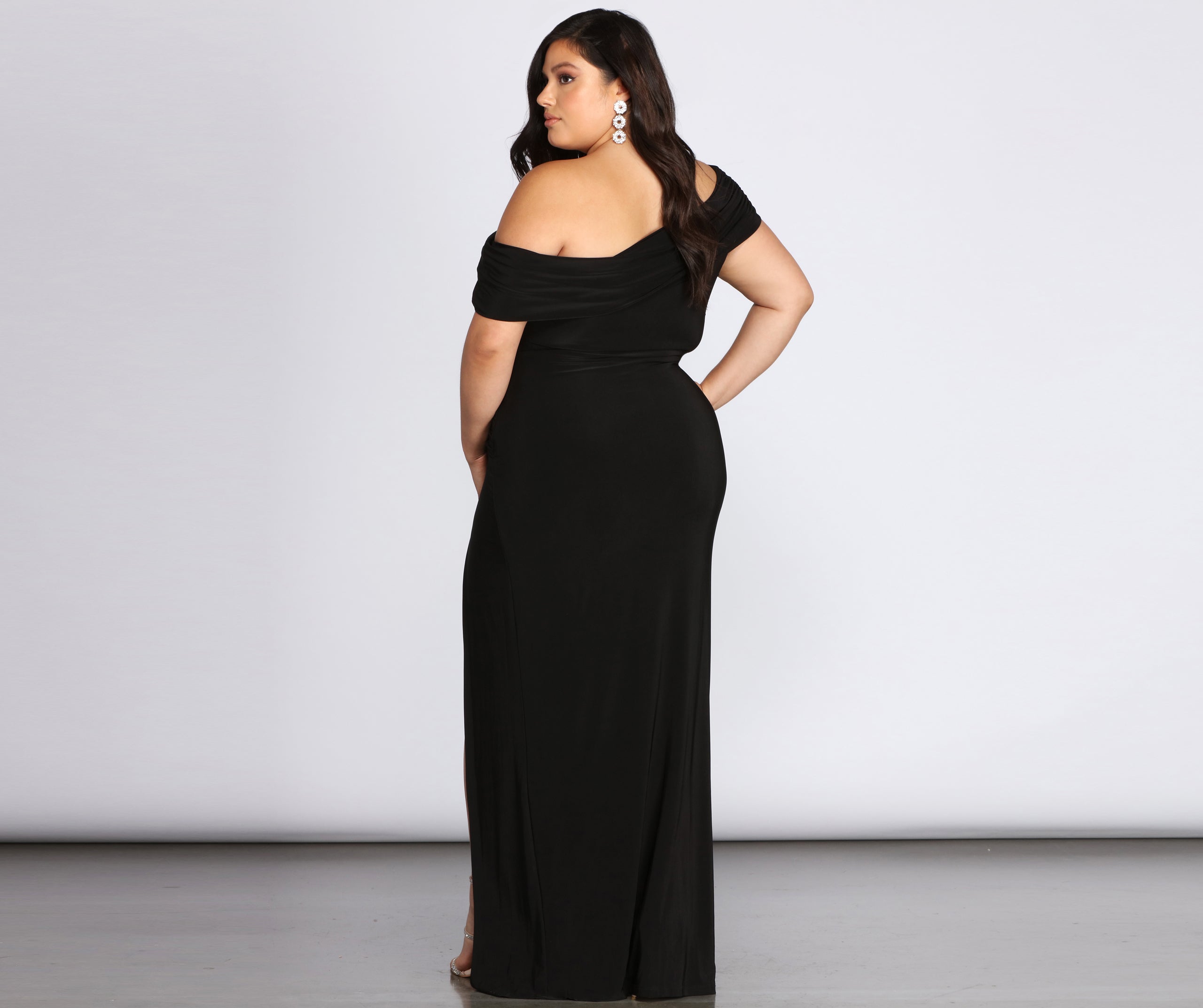 Plus Kaleigh Off Shoulder Dress - BLACK