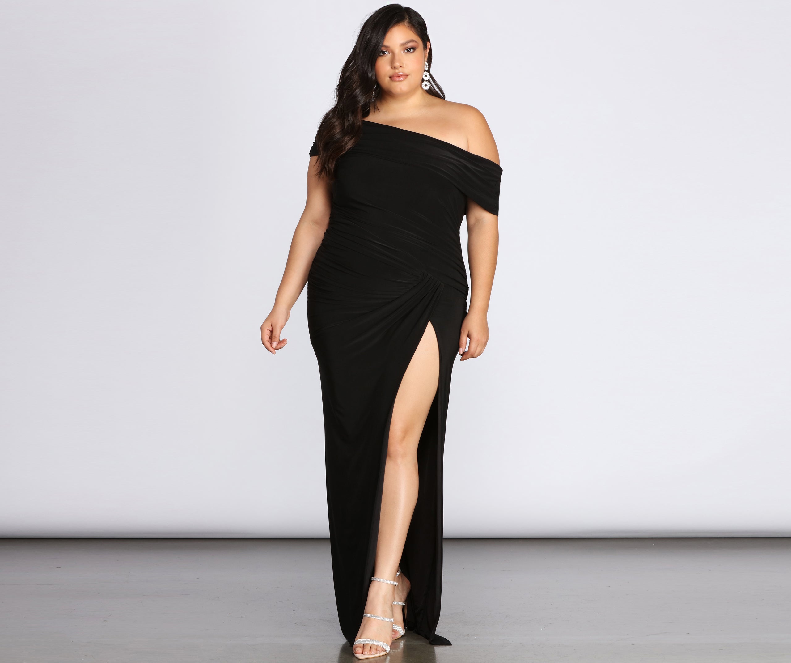Plus Kaleigh Off Shoulder Dress - BLACK