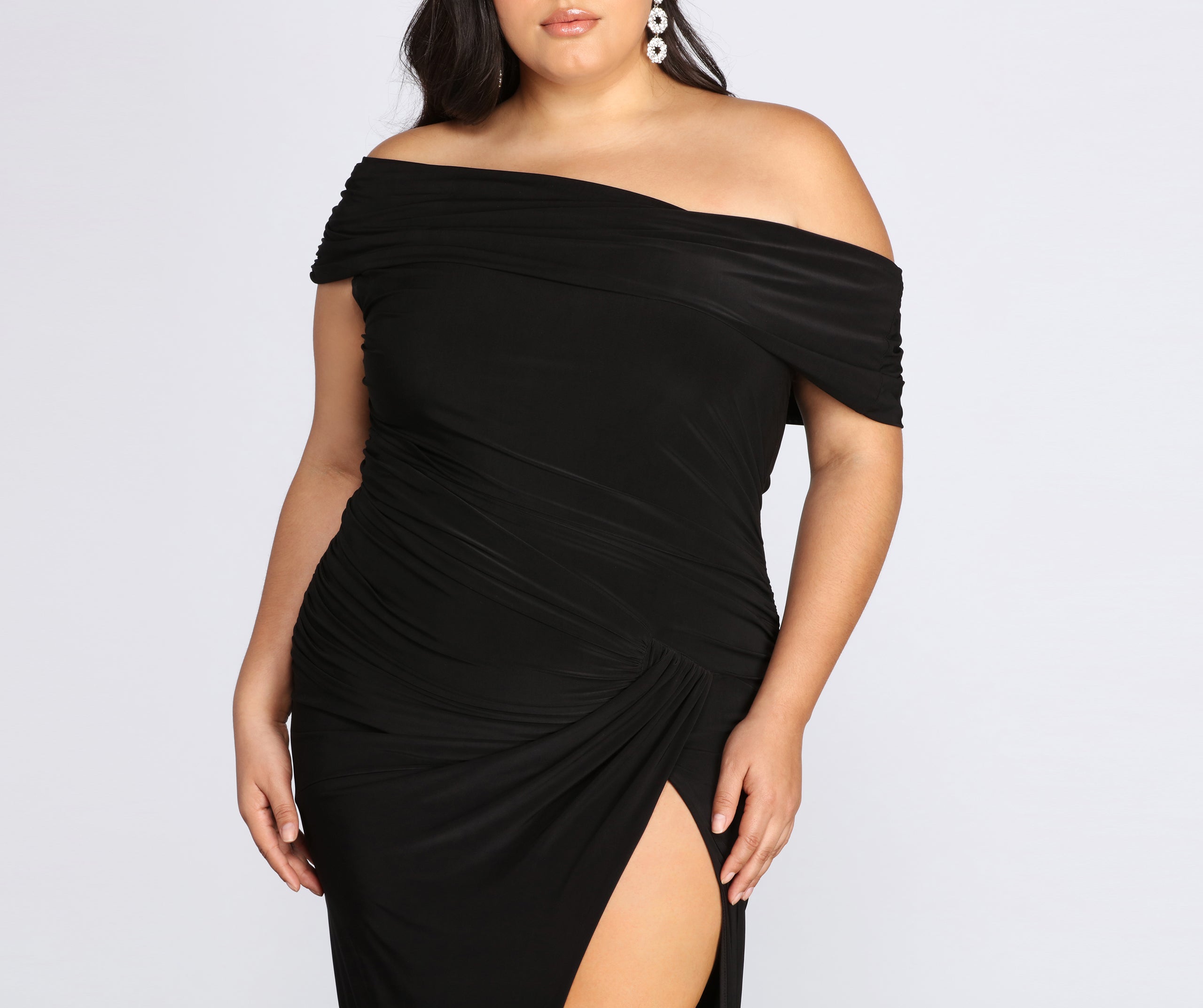 Plus Kaleigh Off Shoulder Dress - BLACK
