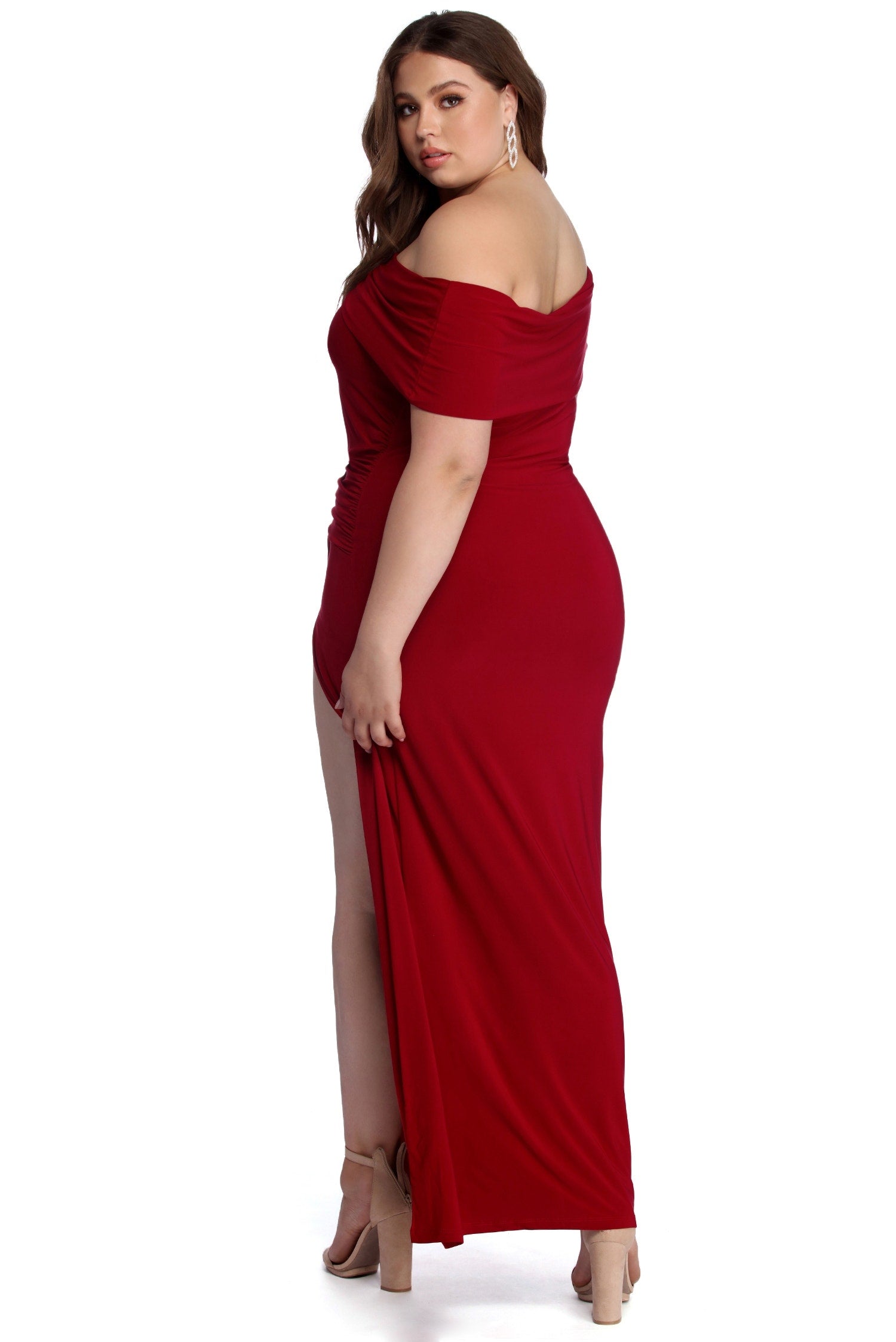 Plus Kaleigh Off Shoulder Dress - RED