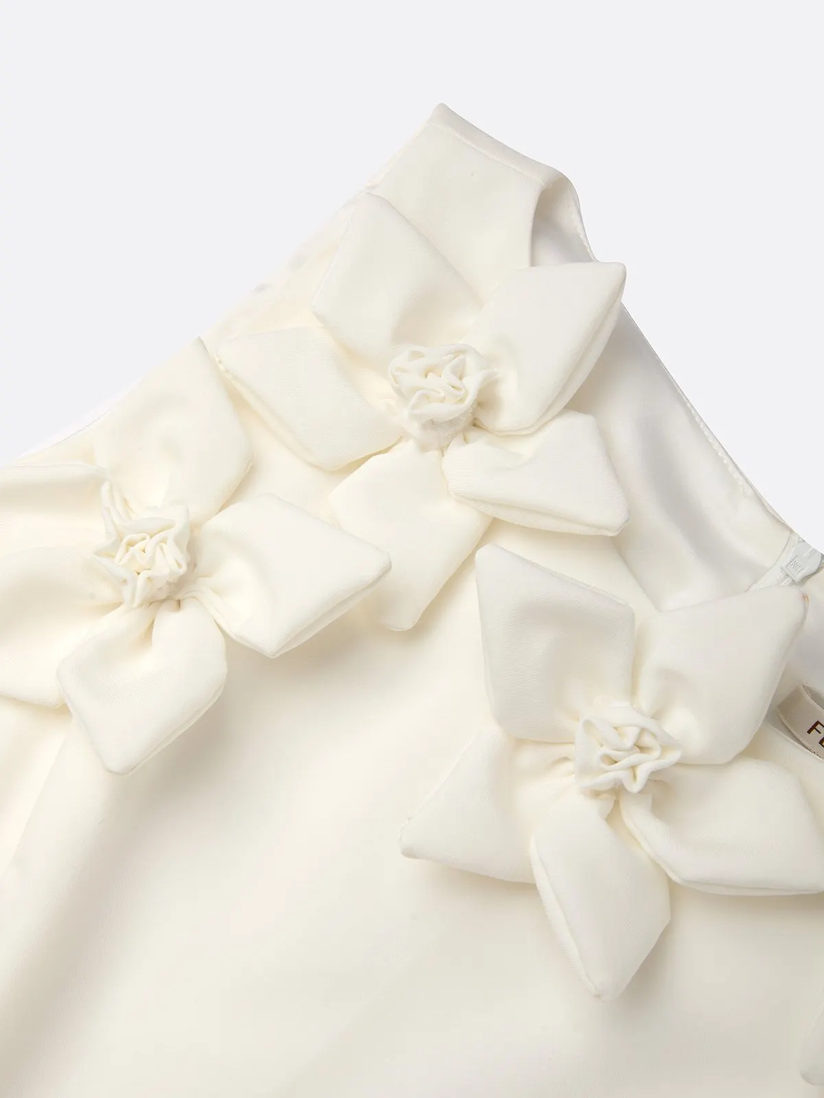 White 3D Floral Classic Crew Neck Sleeveless Sheath Midi Dress