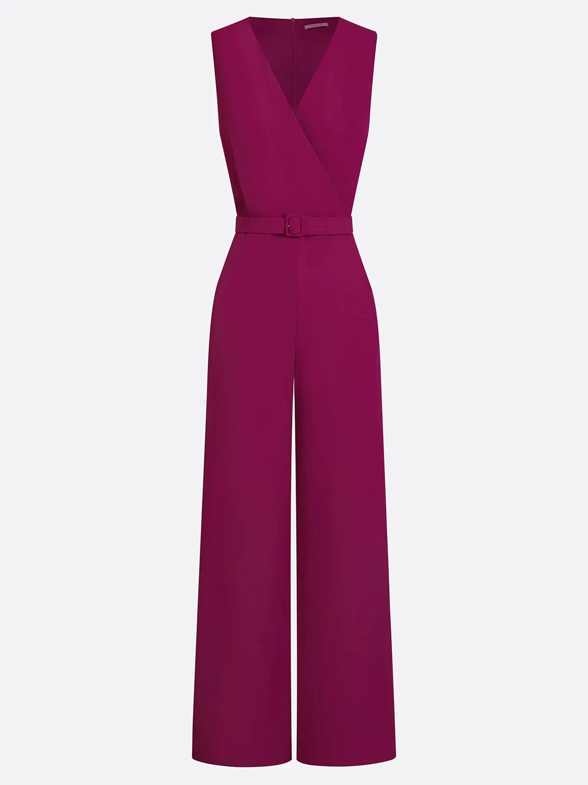 Women Purple V Neck Sleeveless Dressy Jumpsuit