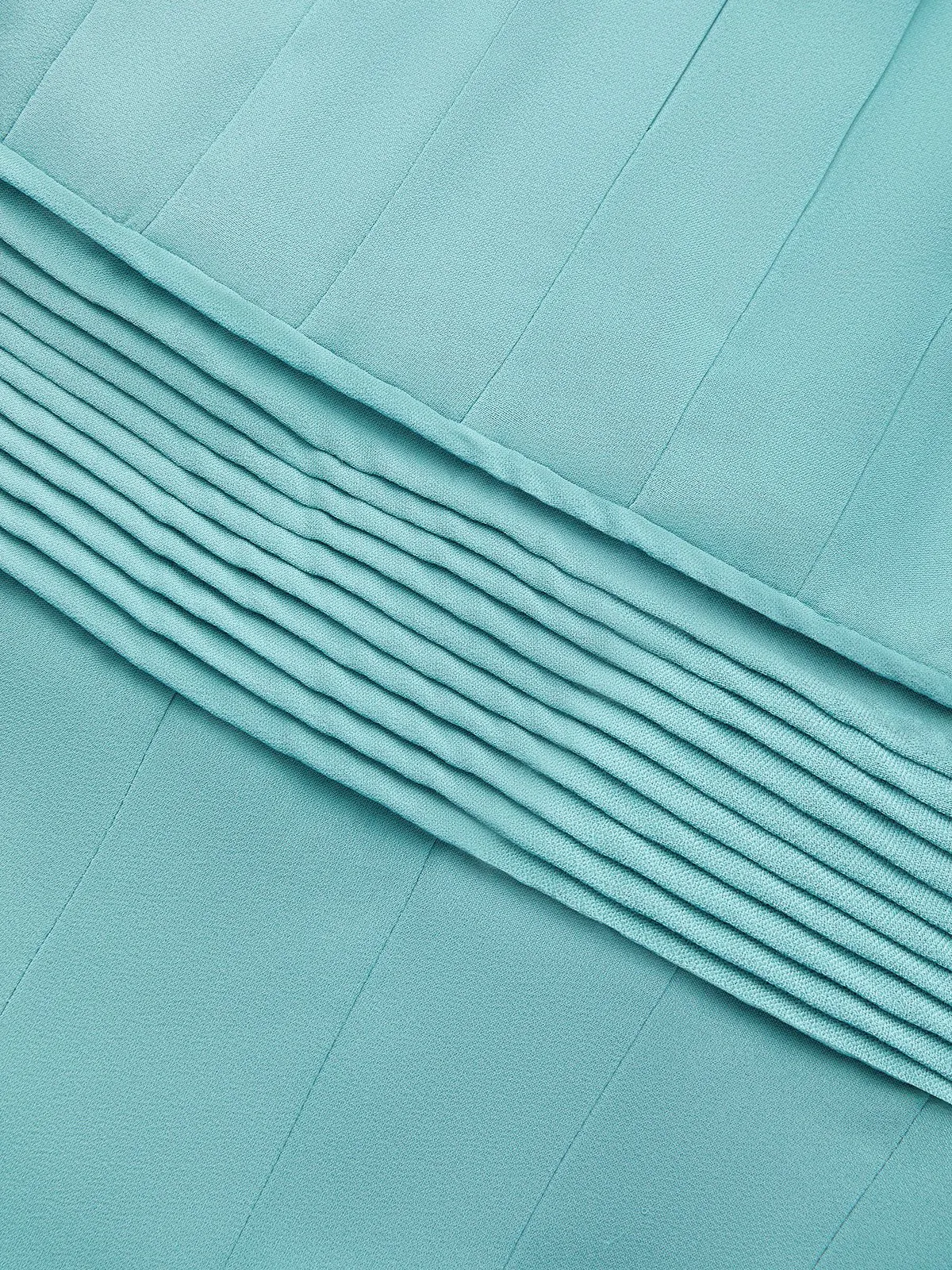 Women Cyan Ruched Halter Mock Neck Sleeveless Dressy Jumpsuit