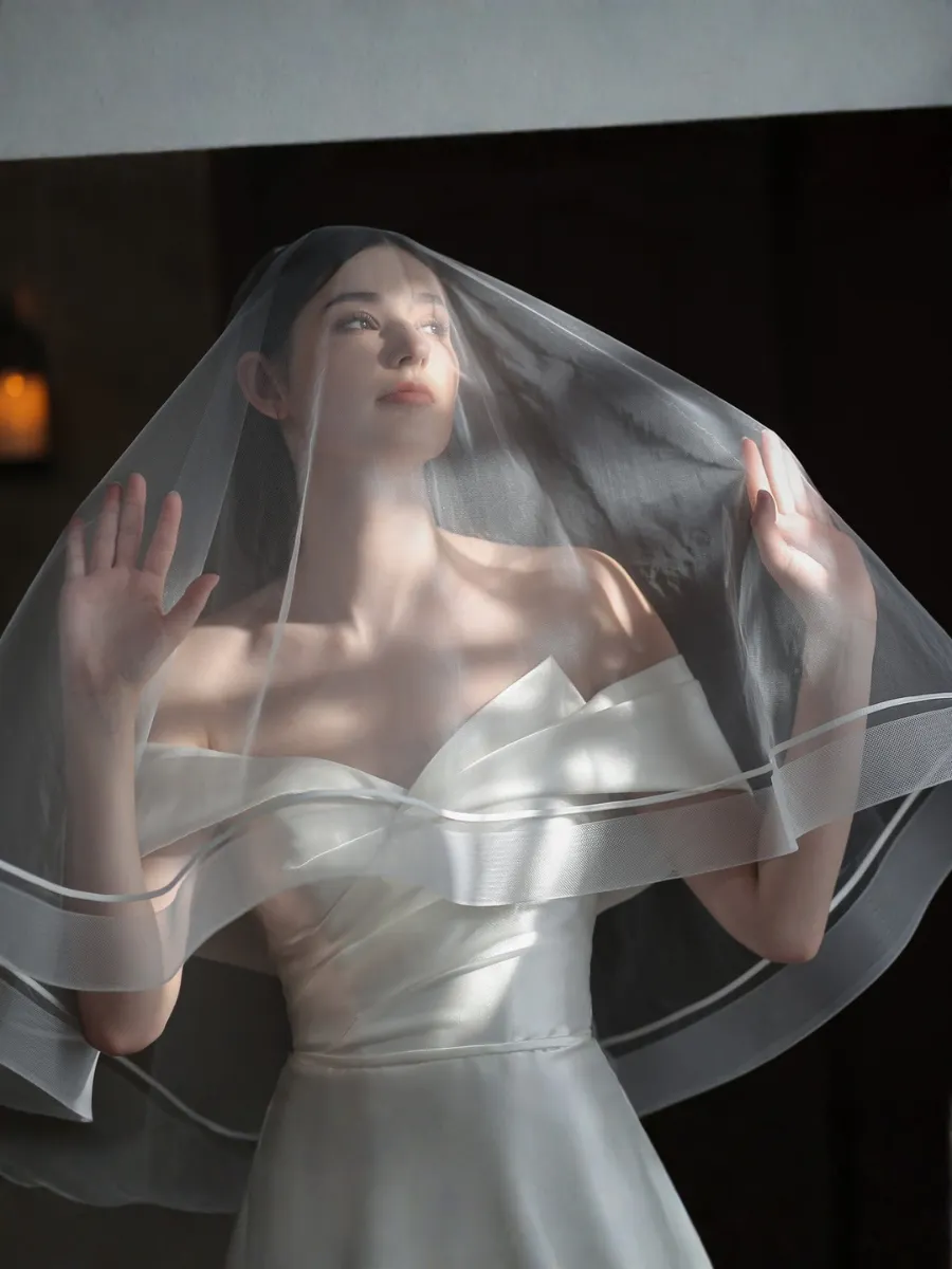 Women's Double-layer Elastic Mesh Edge Hair Comb Bridal Veil