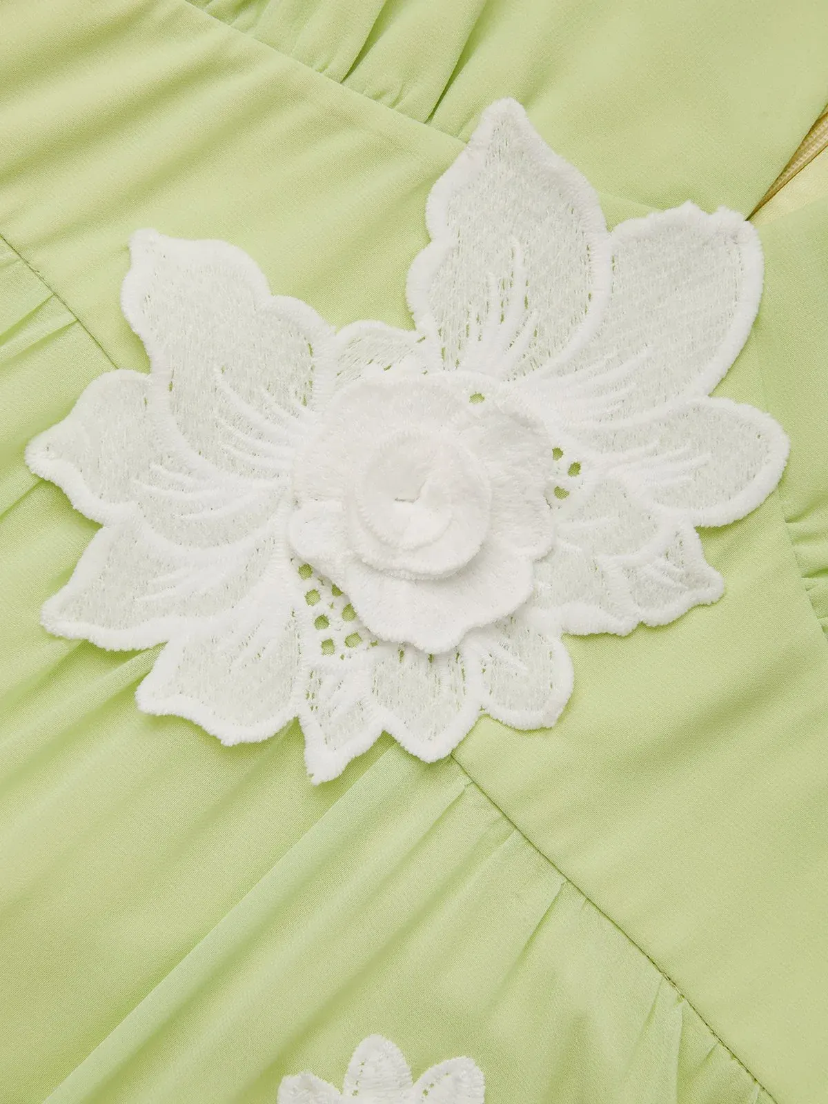 Light Green Applique Chiffon V Neck Sleeveless A-Line Maxi Dress