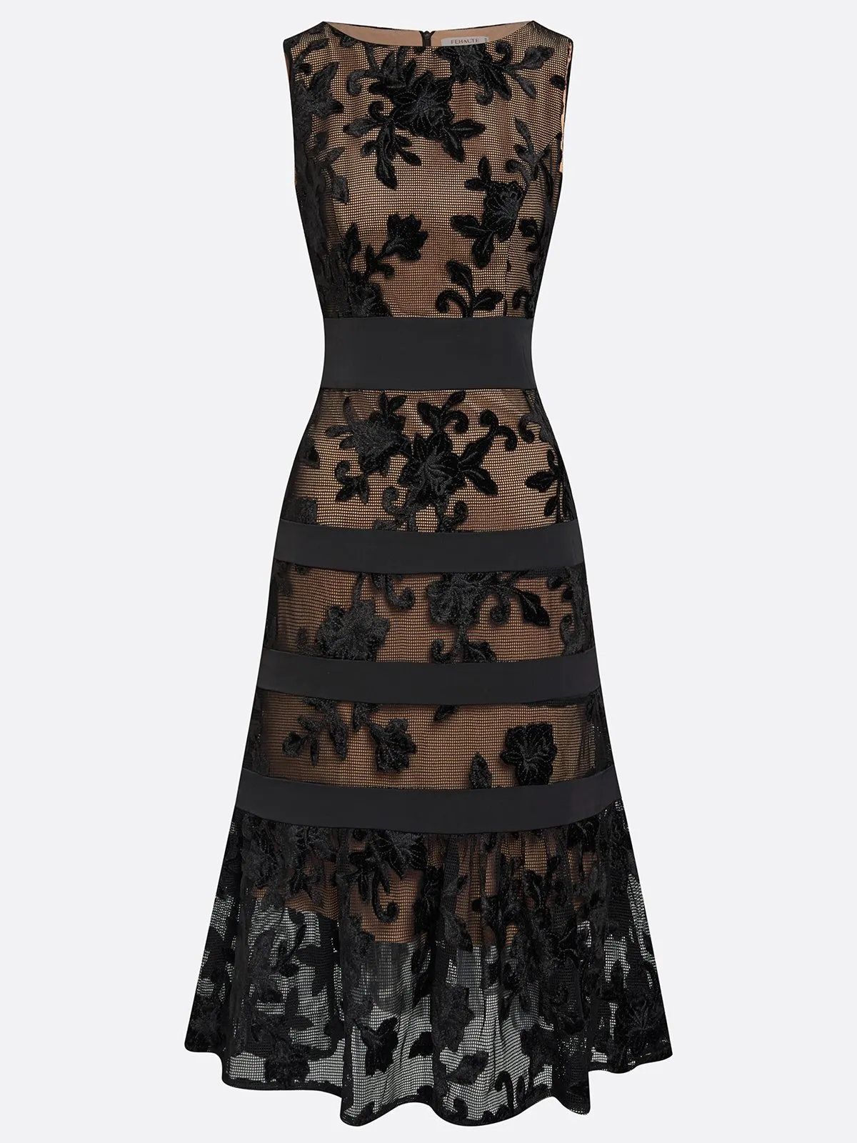 Elegant Black Floral Lace Midi Dress for Mother of the Bride or Groom