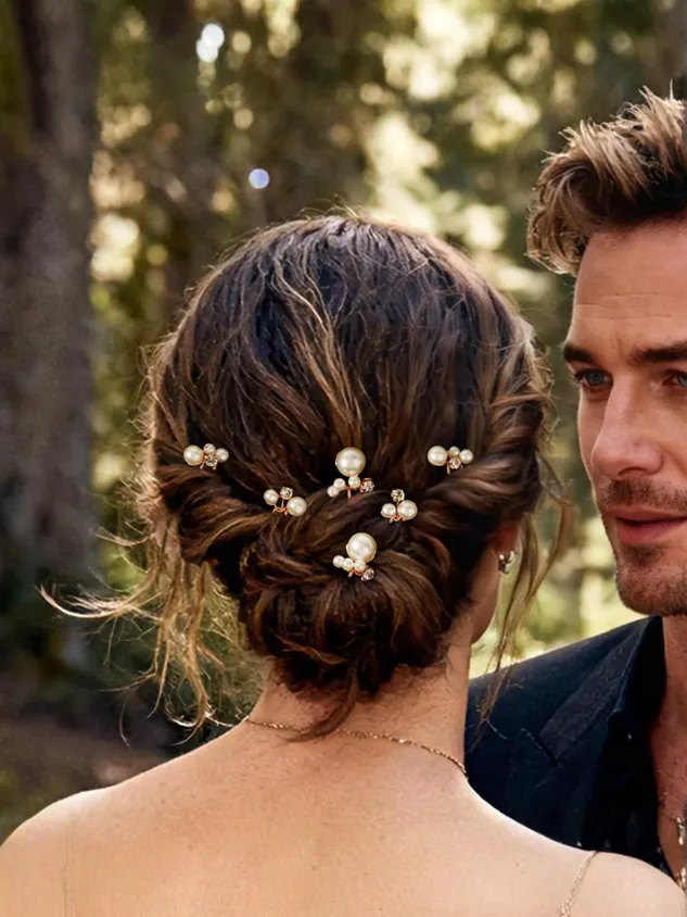 Simple Pearl And Rhinestone Hairpins For Brides Perfect For Wedding Banquets Braided Hair Accessories And U-shaped Hair Forks