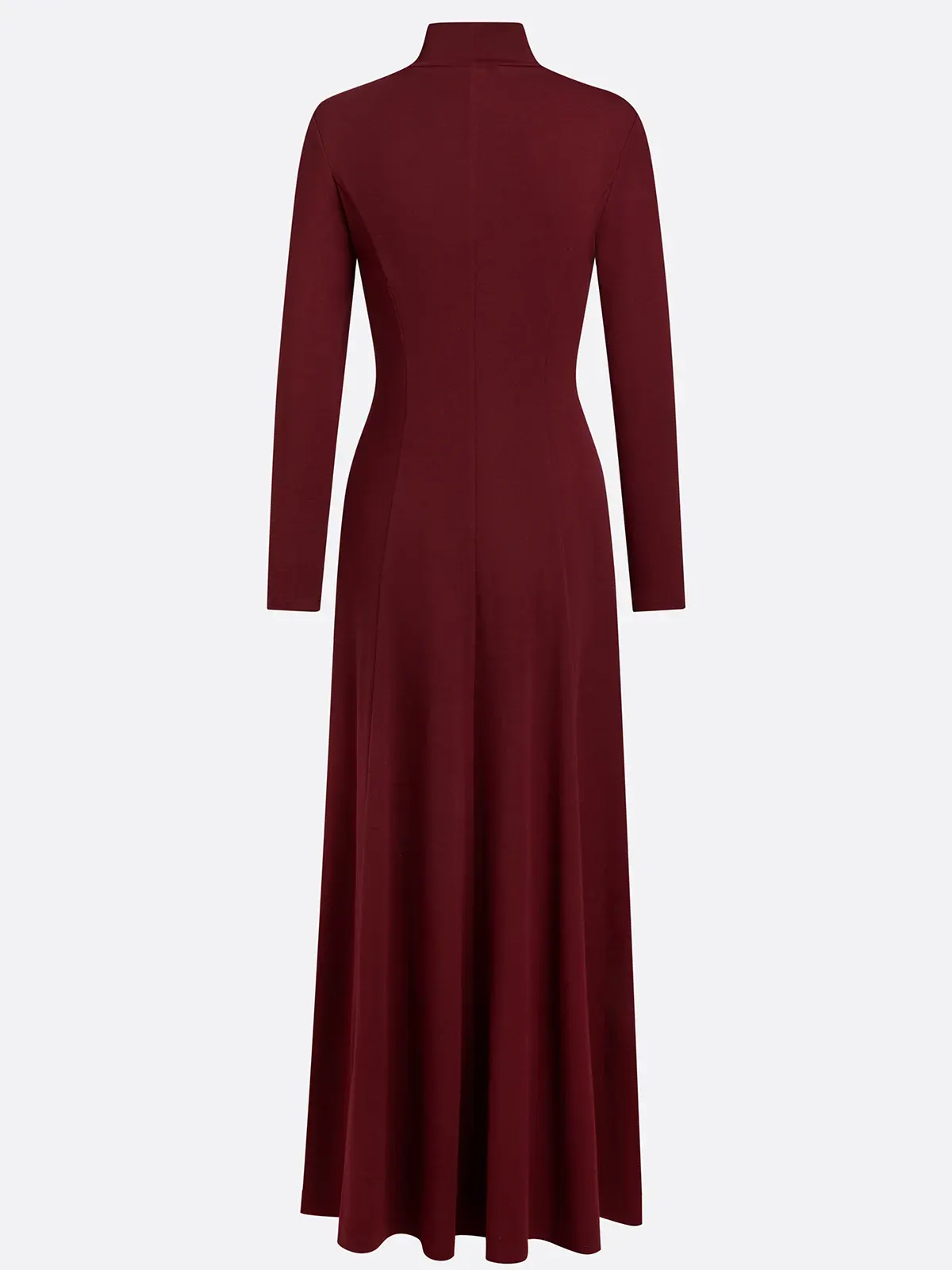 Women Burgundy Hot Drilling Sequin Mock Neck Long Sleeve Gown Dressy Top With Skirt Two-Piece Set