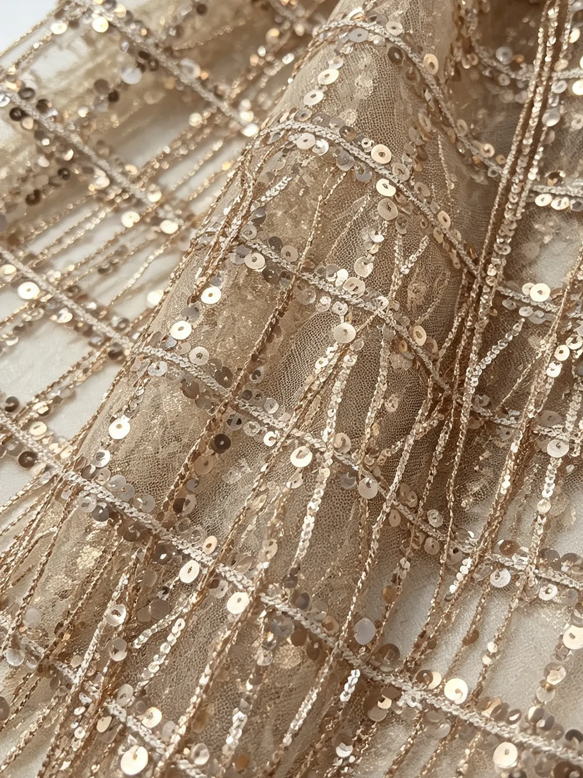 Champagne Tassel Sequin Asymmetrical Sleeveless Sheath Midi Dress