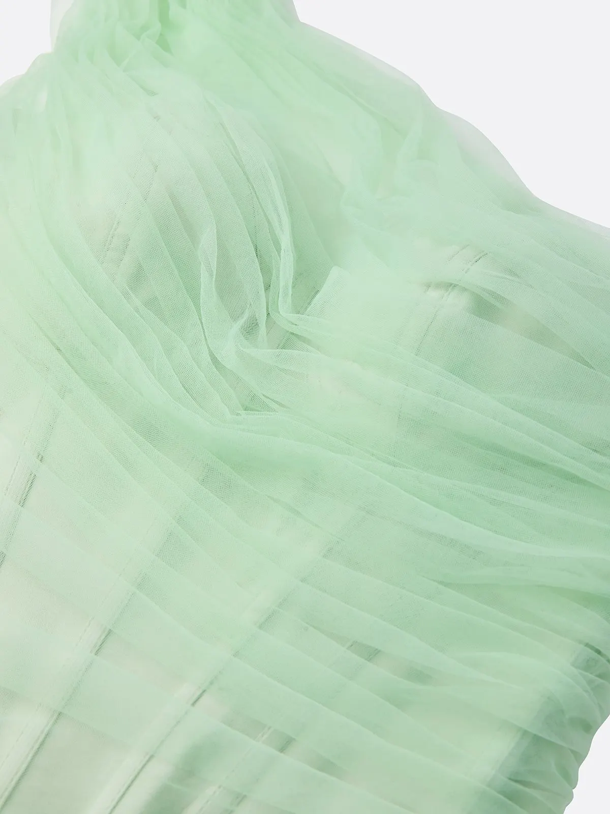 Green Chiffon One Shoulder Sleeveless Corset Sheath Floor-length Gown Dress