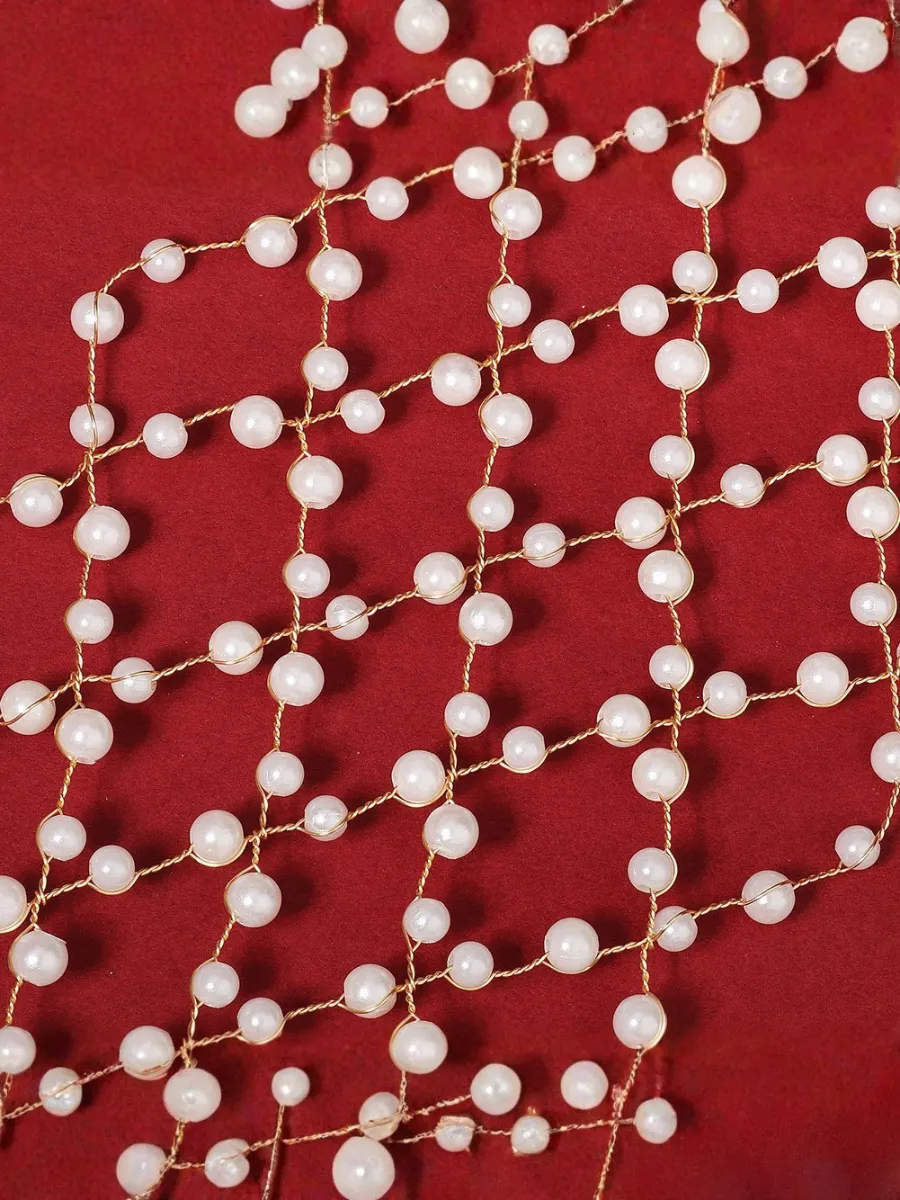 Handmade Beaded Pearl Mesh Wedding Dress Headbands For Brides