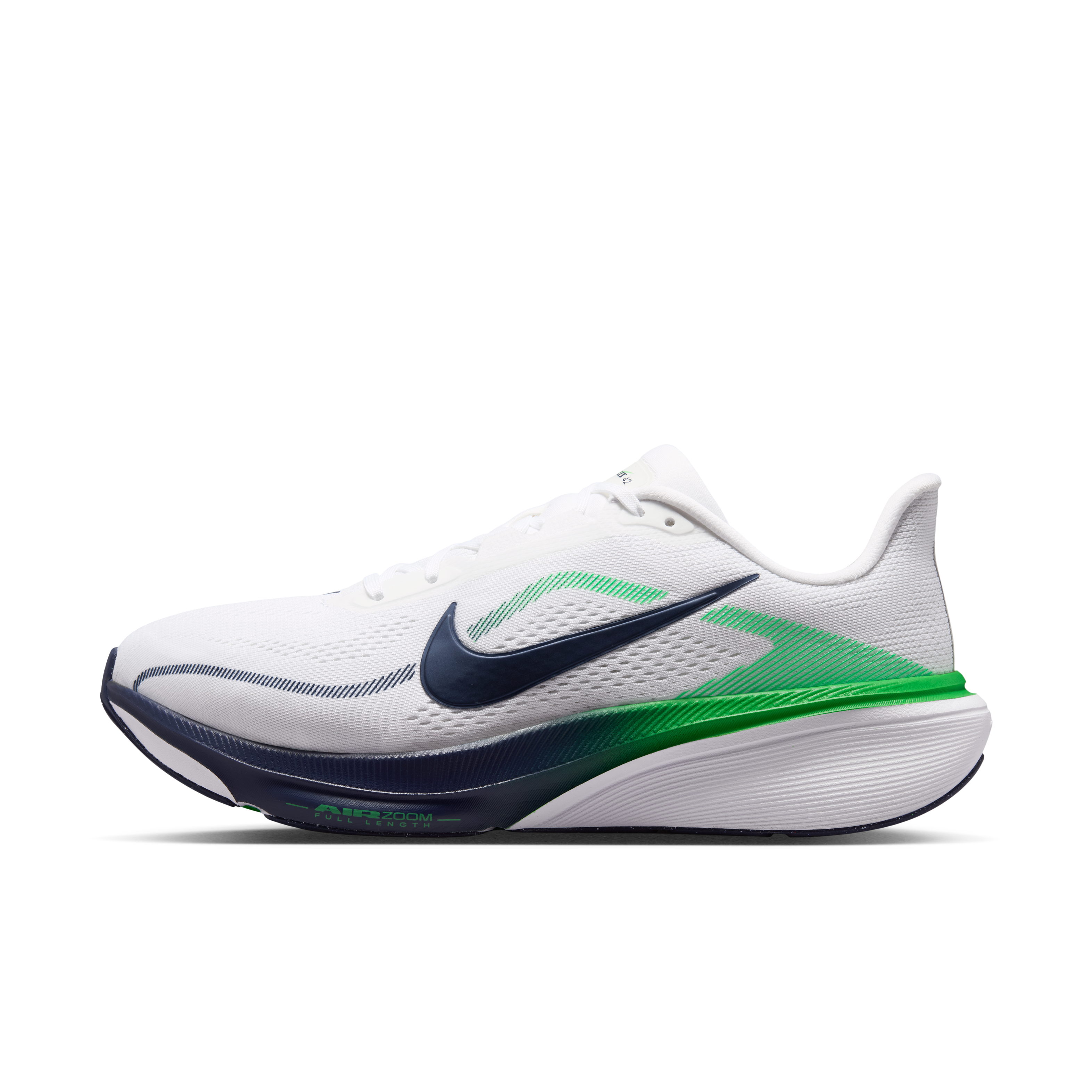 Nike Pegasus 42 Men's Road Running Shoes (Wide) — White/Green Spark/Midnight Navy — Wide