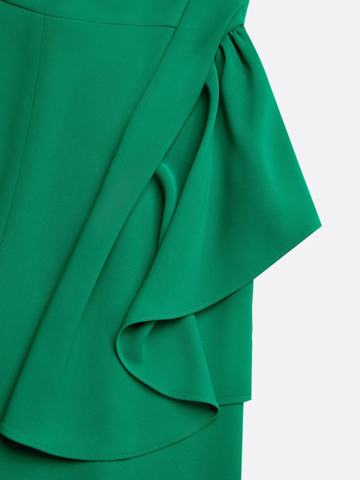 Women Green Ruched Cowl Neck Cap Sleeve Dressy Jumpsuit