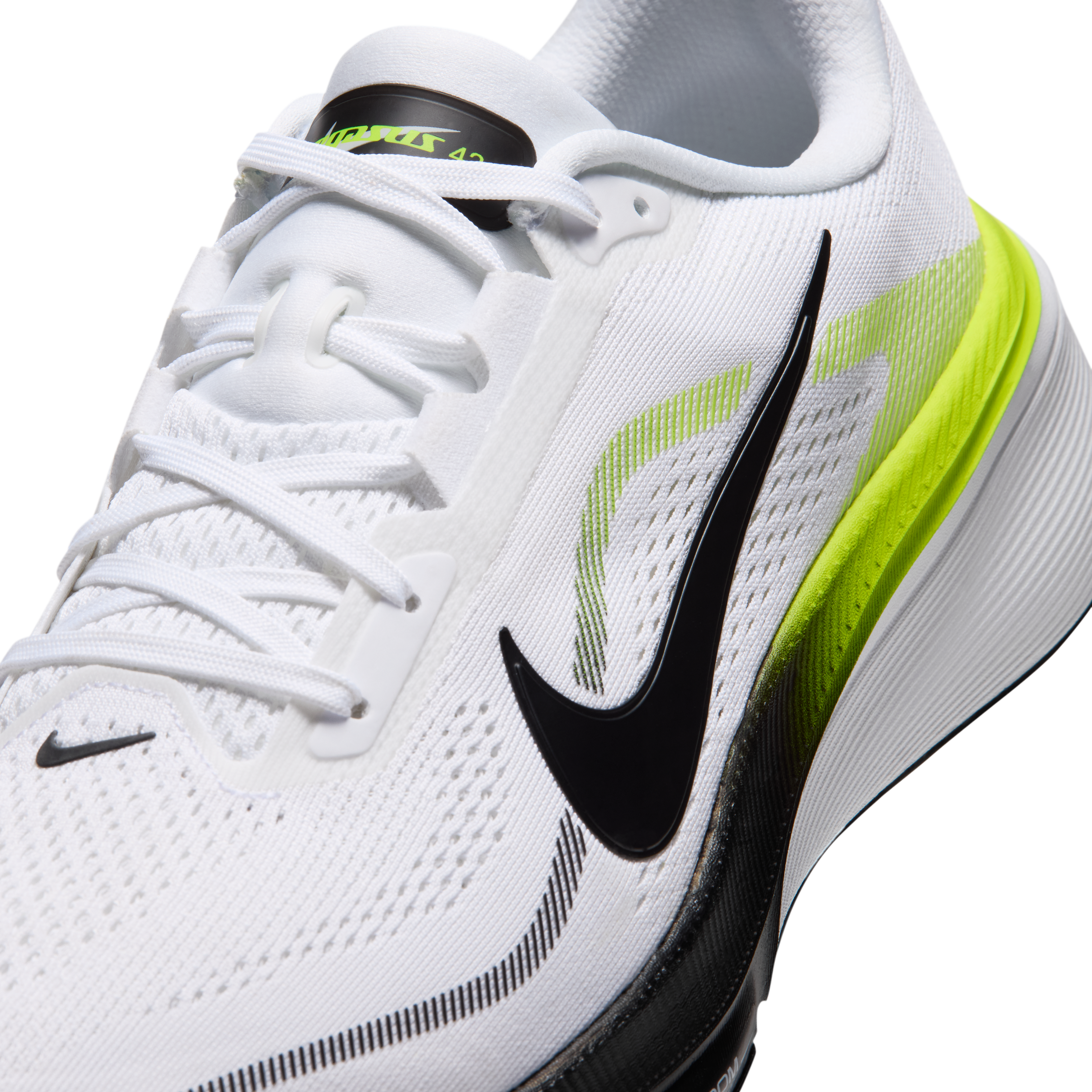 Nike Pegasus 42 Men's Road Running Shoes — White/Lemon Venom/White/Black — Regular