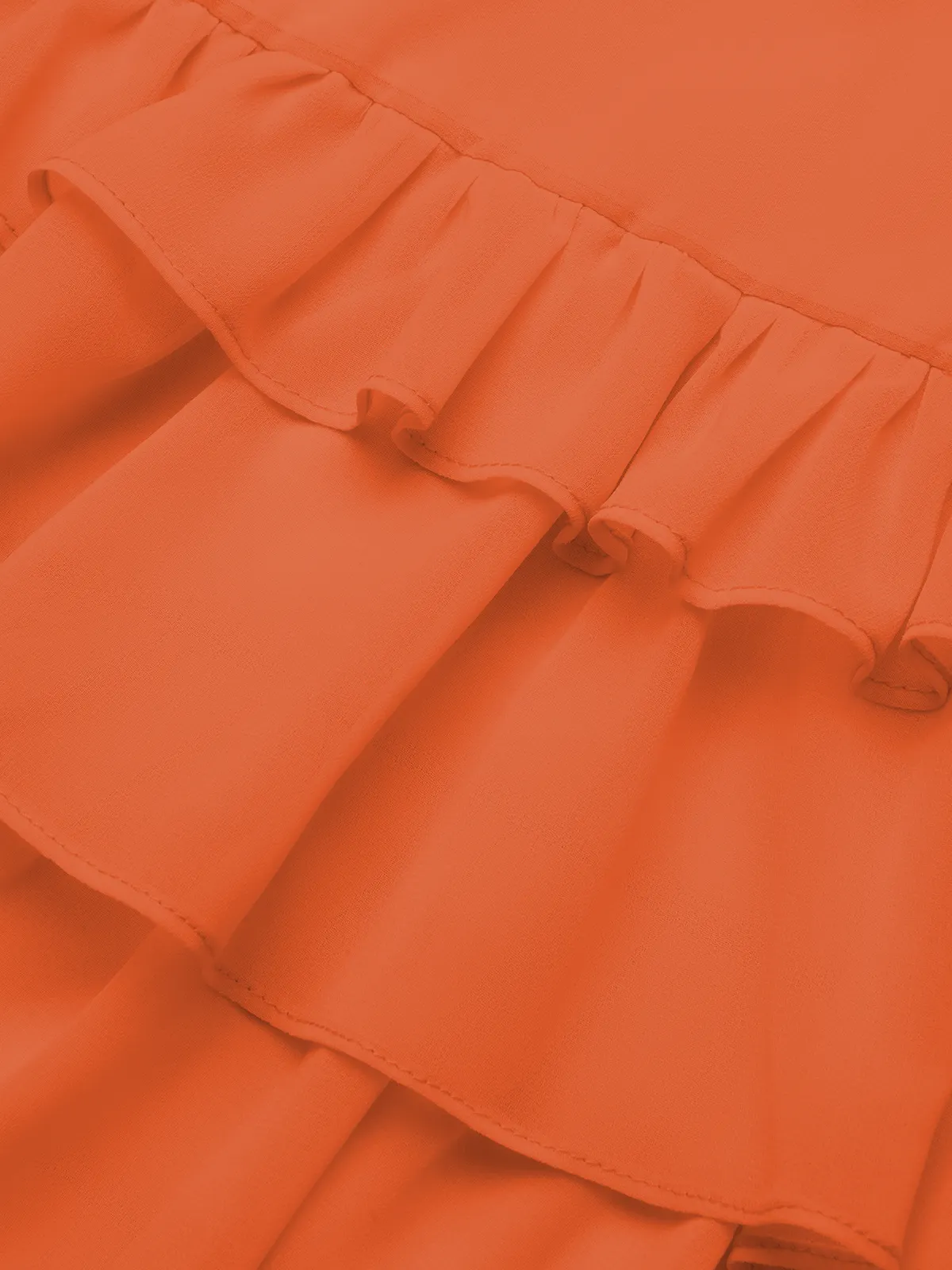 Burnt Orange Halter Tiered Ruffle Maxi Bridesmaid Dress