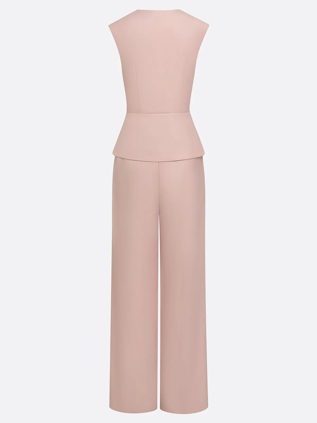 Women Pink 3D Floral Square Neck Sleeveless Dressy Top With Pants Two-Piece Set