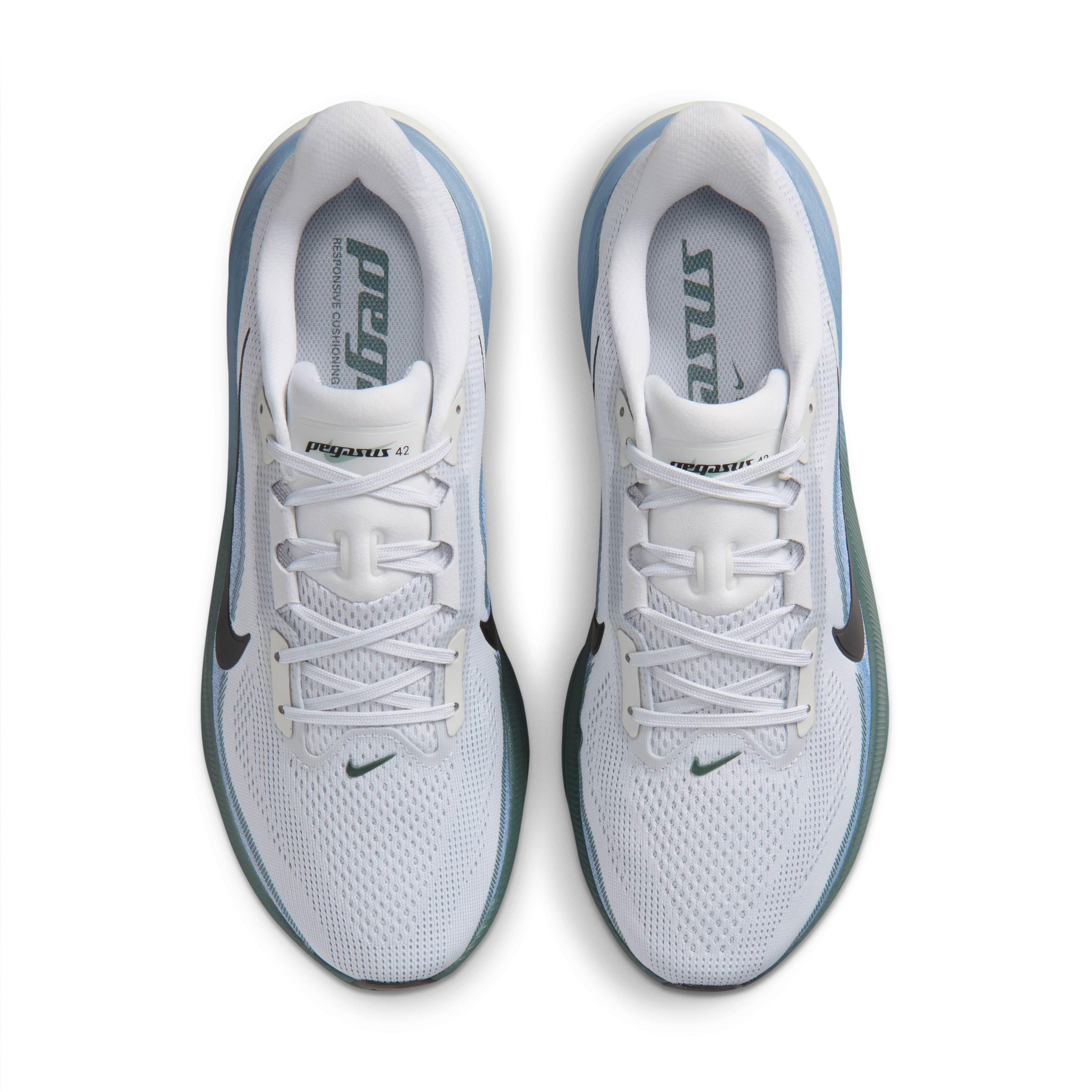 Nike Pegasus 42 Men's Road Running Shoes — Pure Platinum/Work Blue/Mineral Slate/Dark Obsidian — Regular