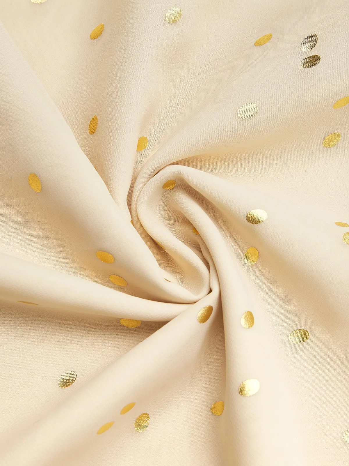 Apricot golden Chiffon V Neck Long Balloon Sleeve A-Line Midi Dress