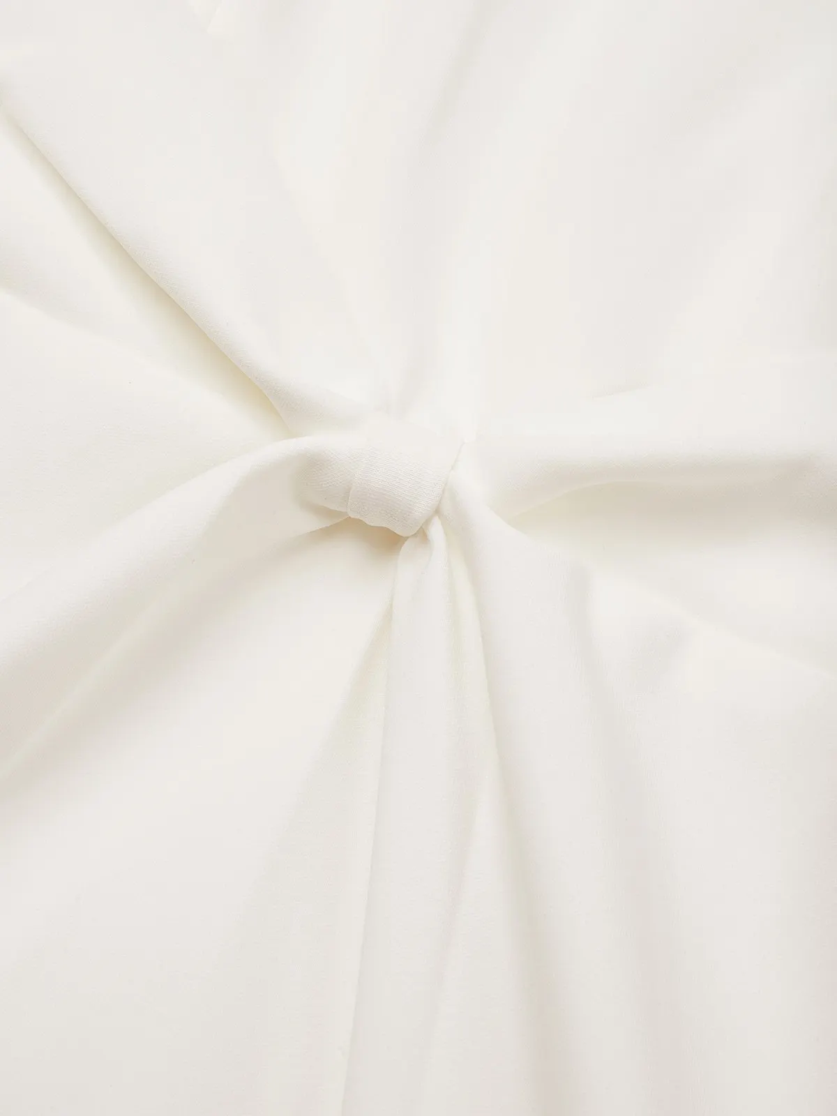 White Faux Pearl Knot Front Classic Boat Neck Short Sleeve Sheath Midi Dress