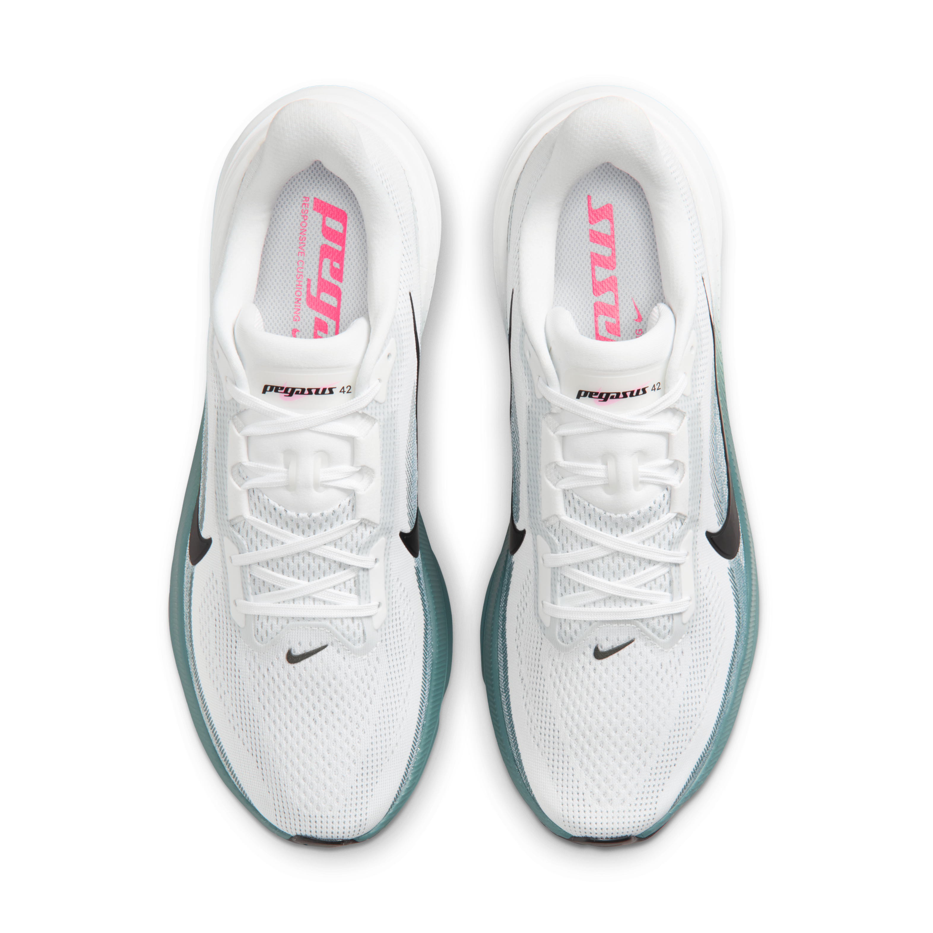 Nike Pegasus 42 Men's Road Running Shoes — White/Mineral Slate/Hyper Pink/Black — Regular