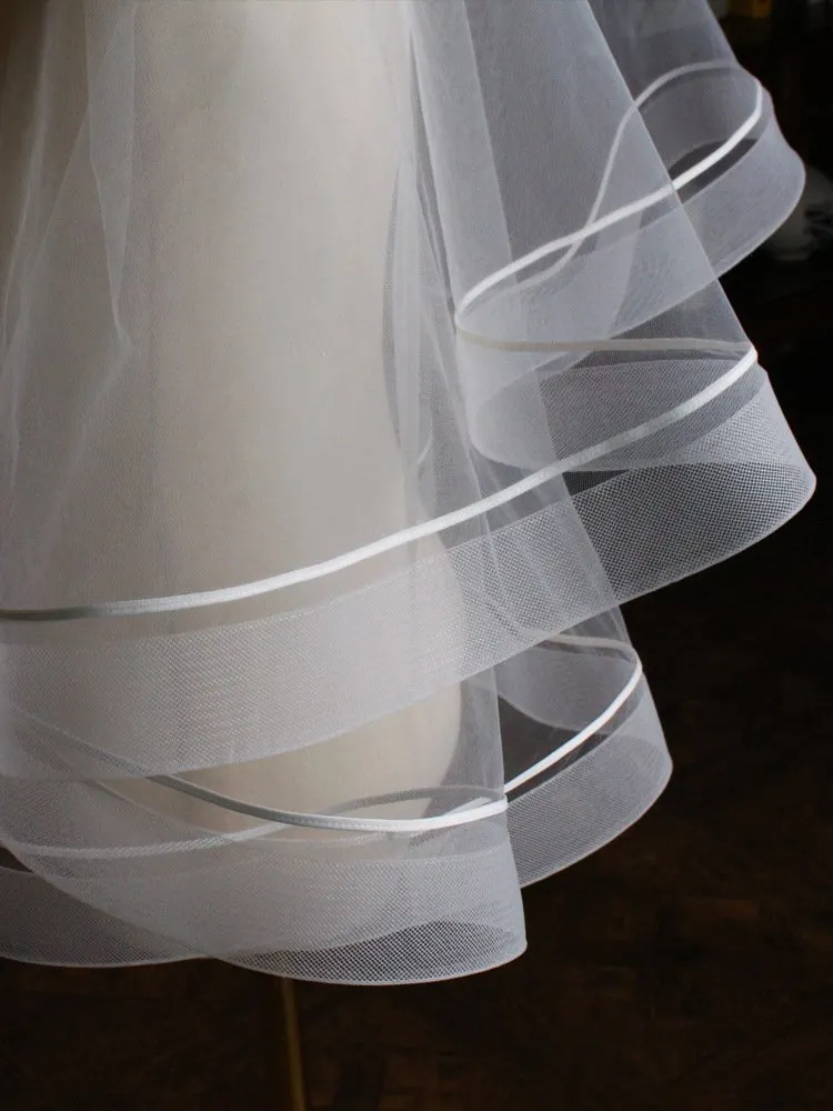 Women's Double-layer Elastic Mesh Edge Hair Comb Bridal Veil