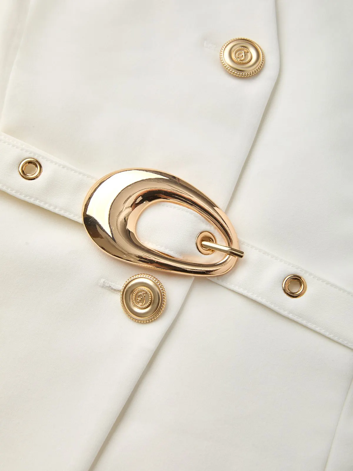 Women White V Neck Sleeveless Elegant Coat With Pants Two-Piece Set