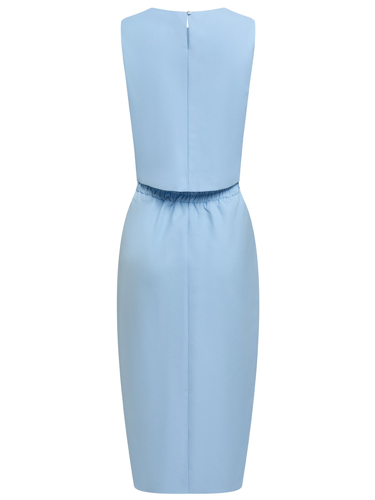 Women Blue 3D Floral Crew Neck Sleeveless Elegant Top With Skirt Two-Piece Set