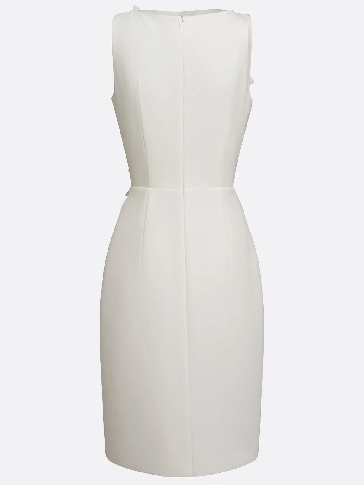 White 3D Floral Classic Crew Neck Sleeveless Sheath Midi Dress