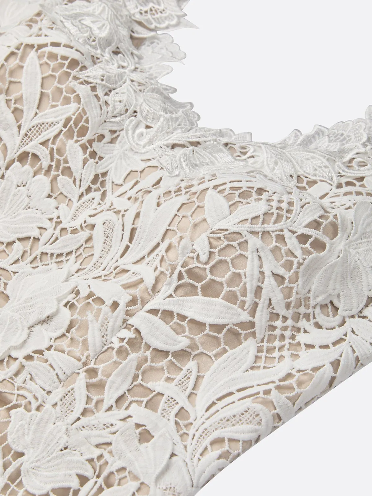 White Lace Sweetheart Neckline Sleeveless Mermaid Midi Dress
