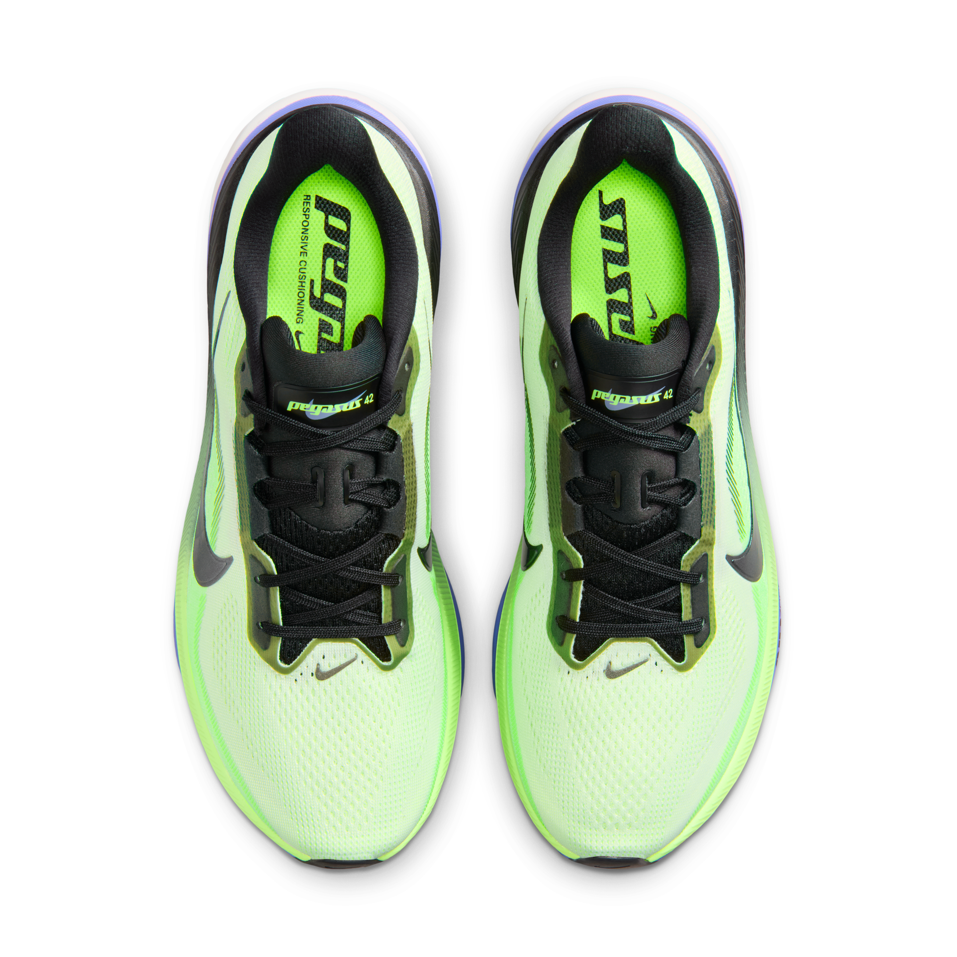 Nike Pegasus 42 Men's Road Running Shoes — Volt Tint/Sapphire/Lime Blast/Black Spruce — Regular