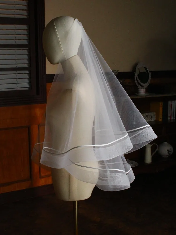 Women's Double-layer Elastic Mesh Edge Hair Comb Bridal Veil