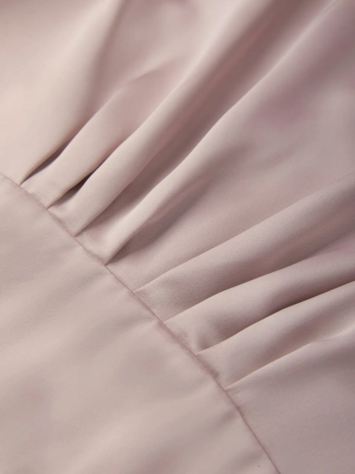Pink Ruched Satin Boat Neck Sleeveless Sheath Midi Dress