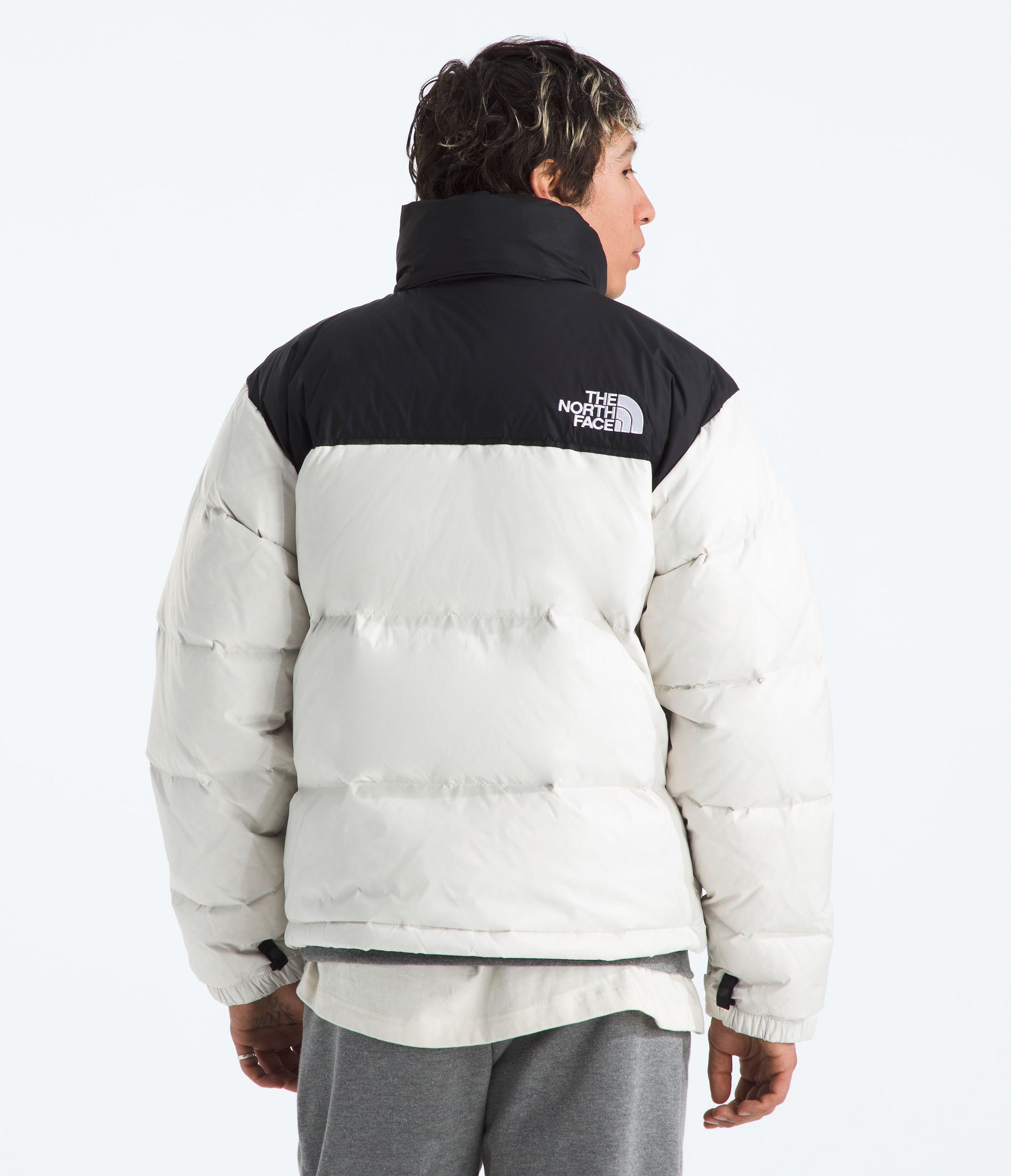 Mens 1996 Retro Nuptse Jacket TNF White DuneTNF BlackRecycled Down BACK