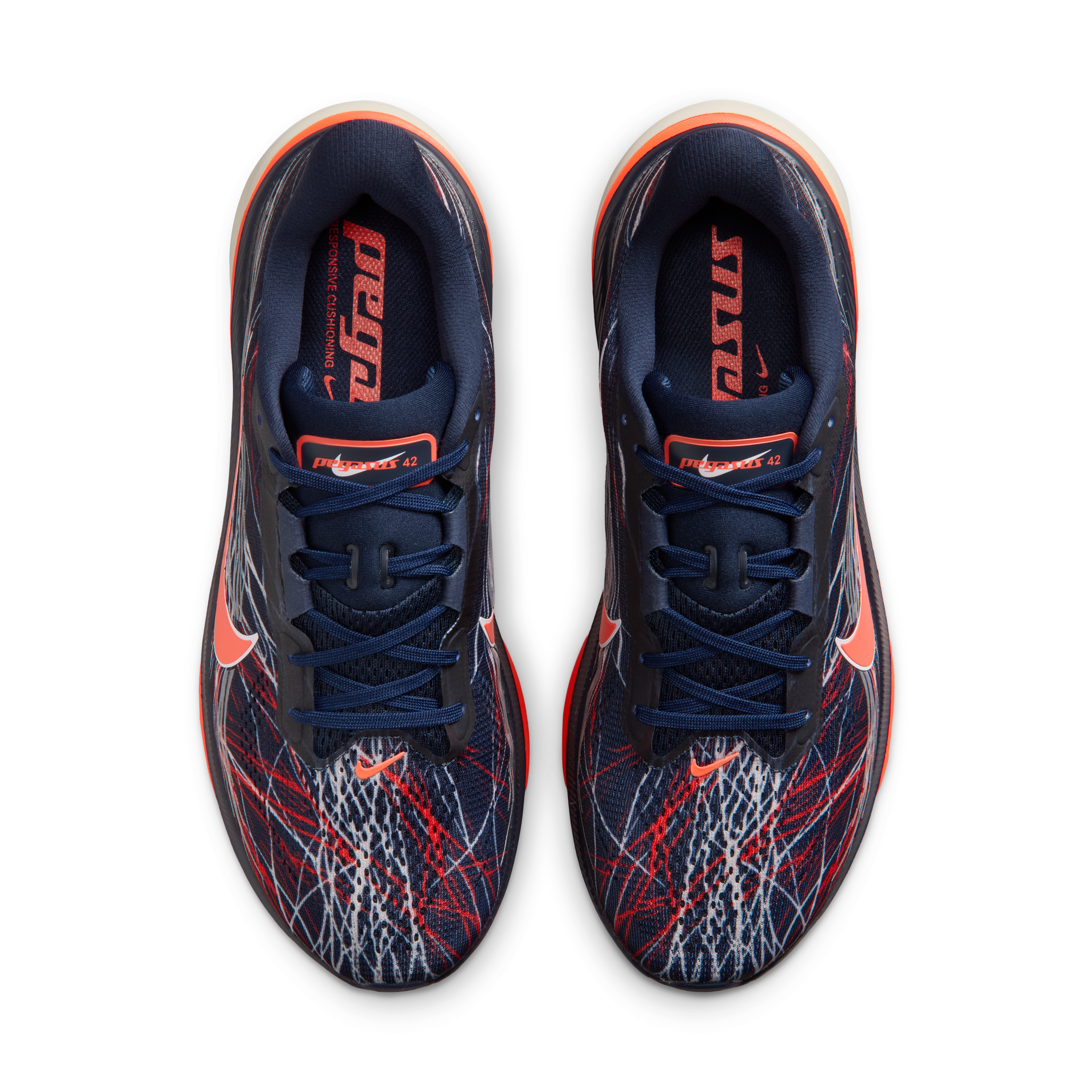 Nike Pegasus 42 Men's Road Running Shoes — Obsidian/Light Bone/Bright Crimson/Dynamic Yellow — Regular