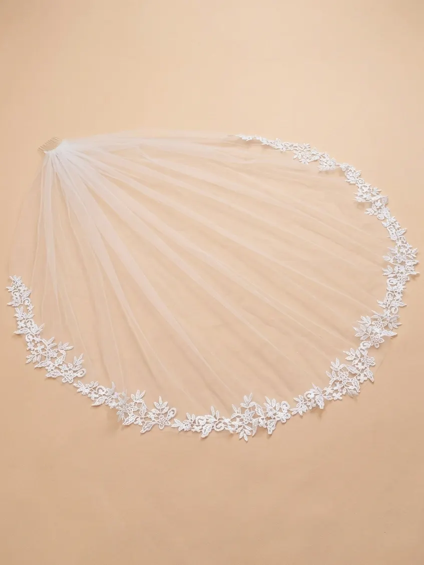 High-end Water-soluble Lace Patchwork Women's White Single-layer Lace Trim 100cm-150cm Bridal Veil