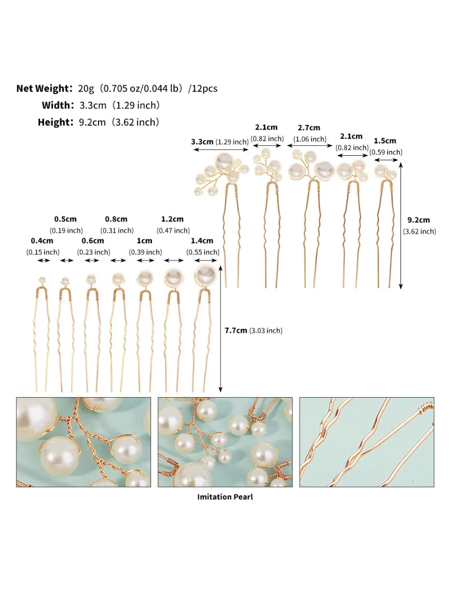 Bridal U-shaped Hairpin Set Updo And Braiding Hairpins 12-piece Handmade Pearl Hairpin Set U-shaped Fork